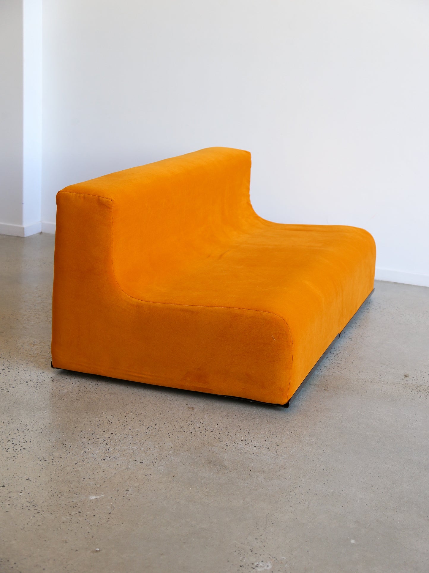 Space Age Three Seater Orange Velvet Sofa