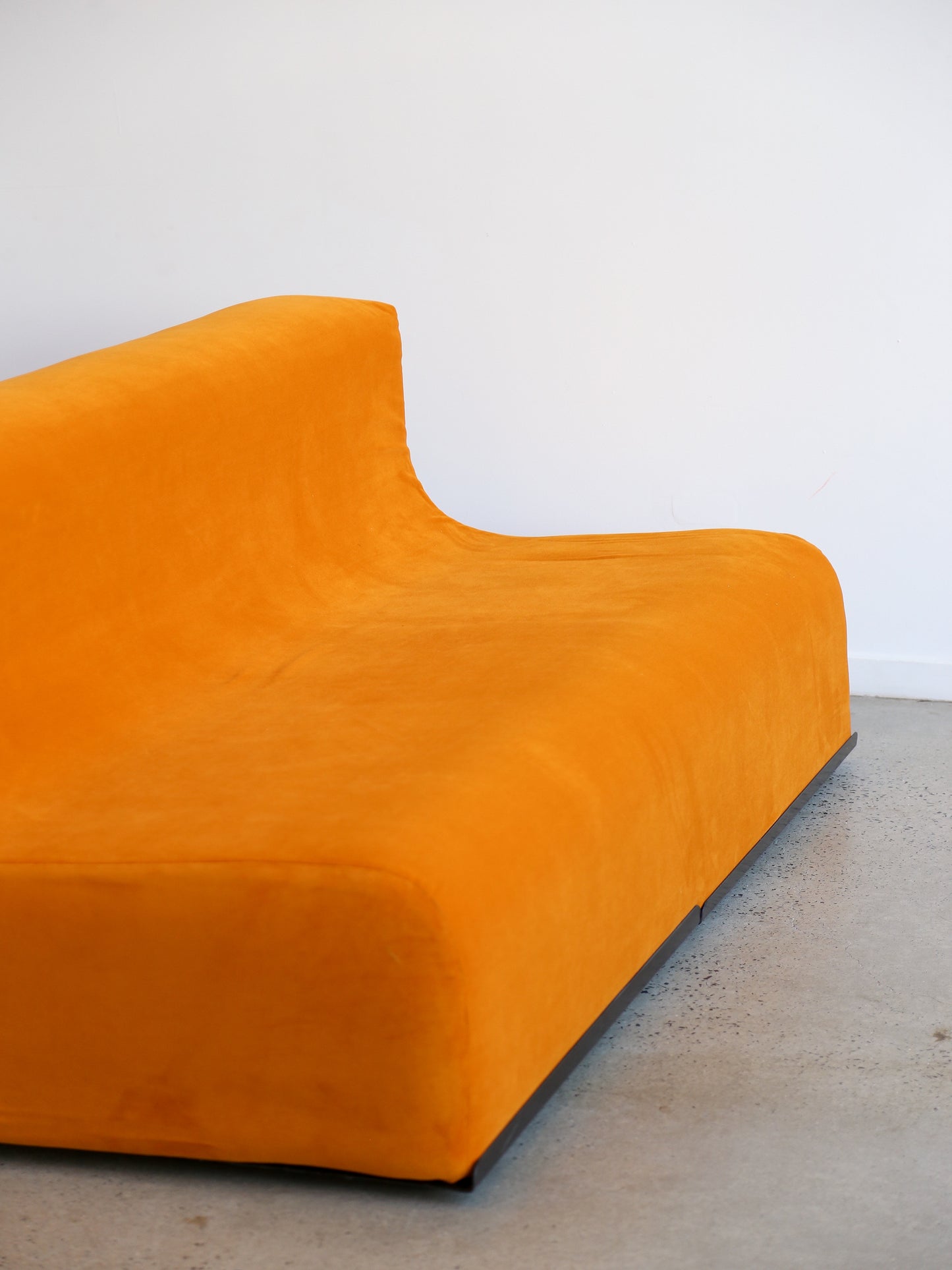 Space Age Three Seater Orange Velvet Sofa