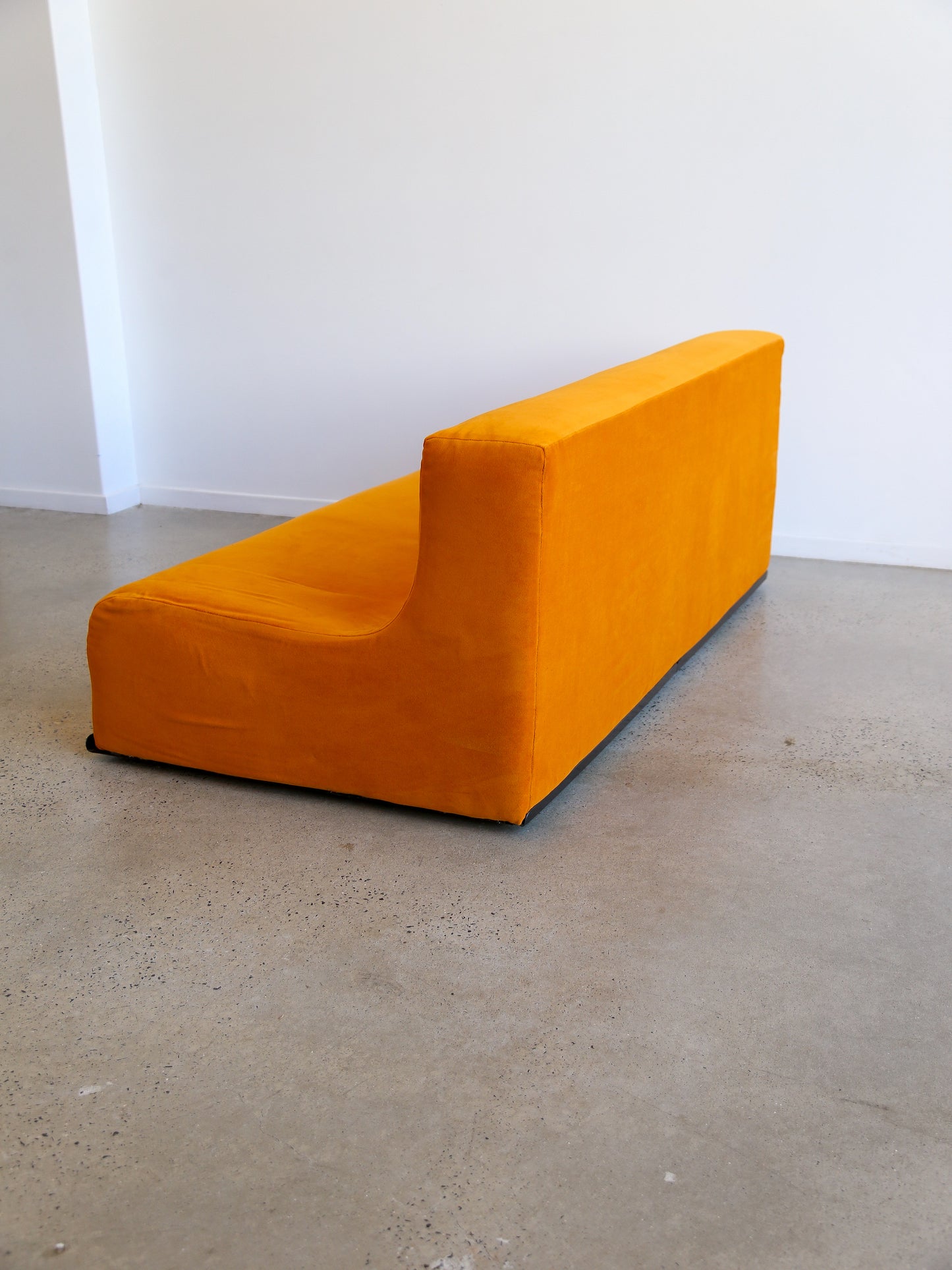 Space Age Three Seater Orange Velvet Sofa