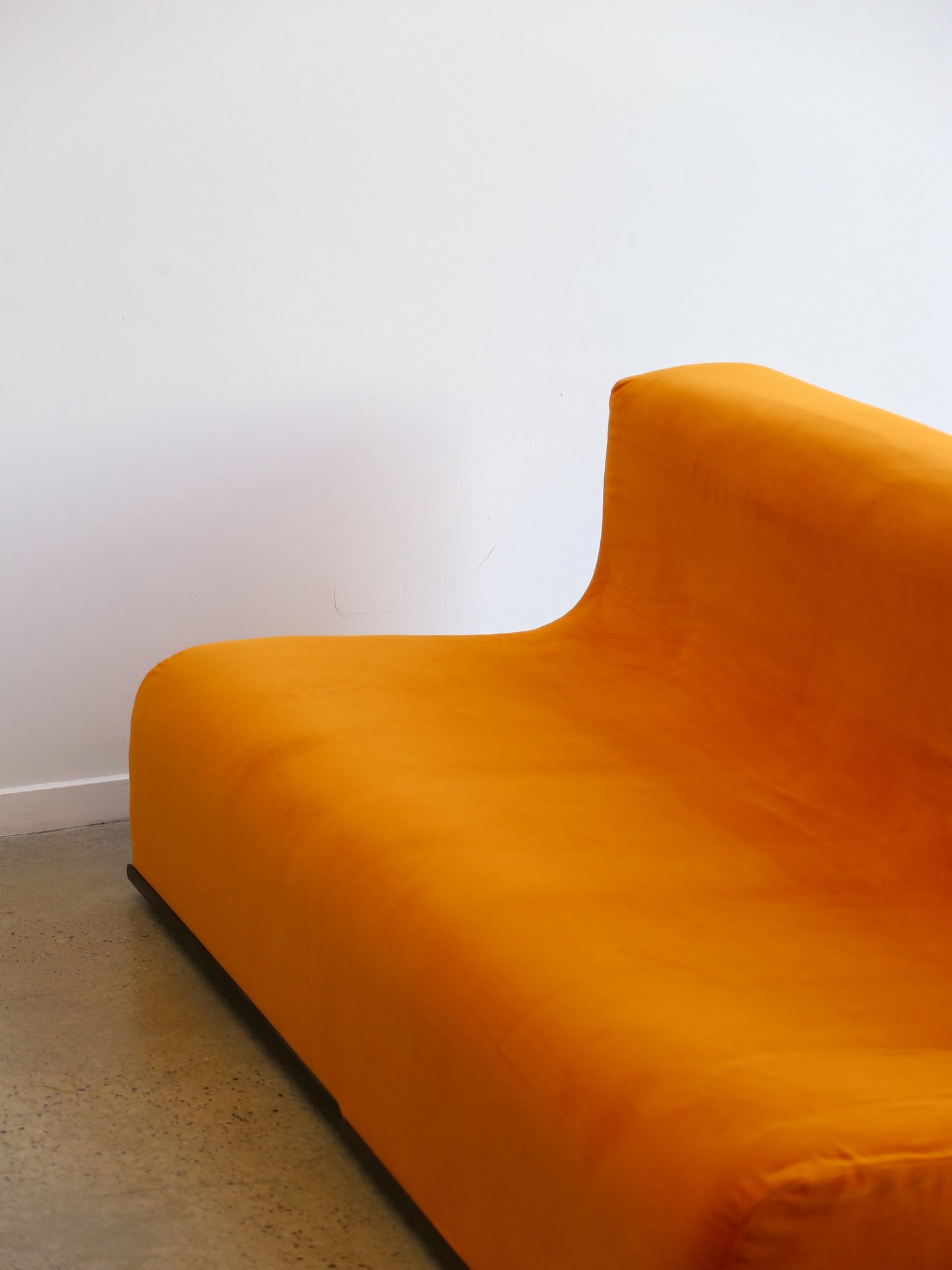 Space Age Three Seater Orange Velvet Sofa