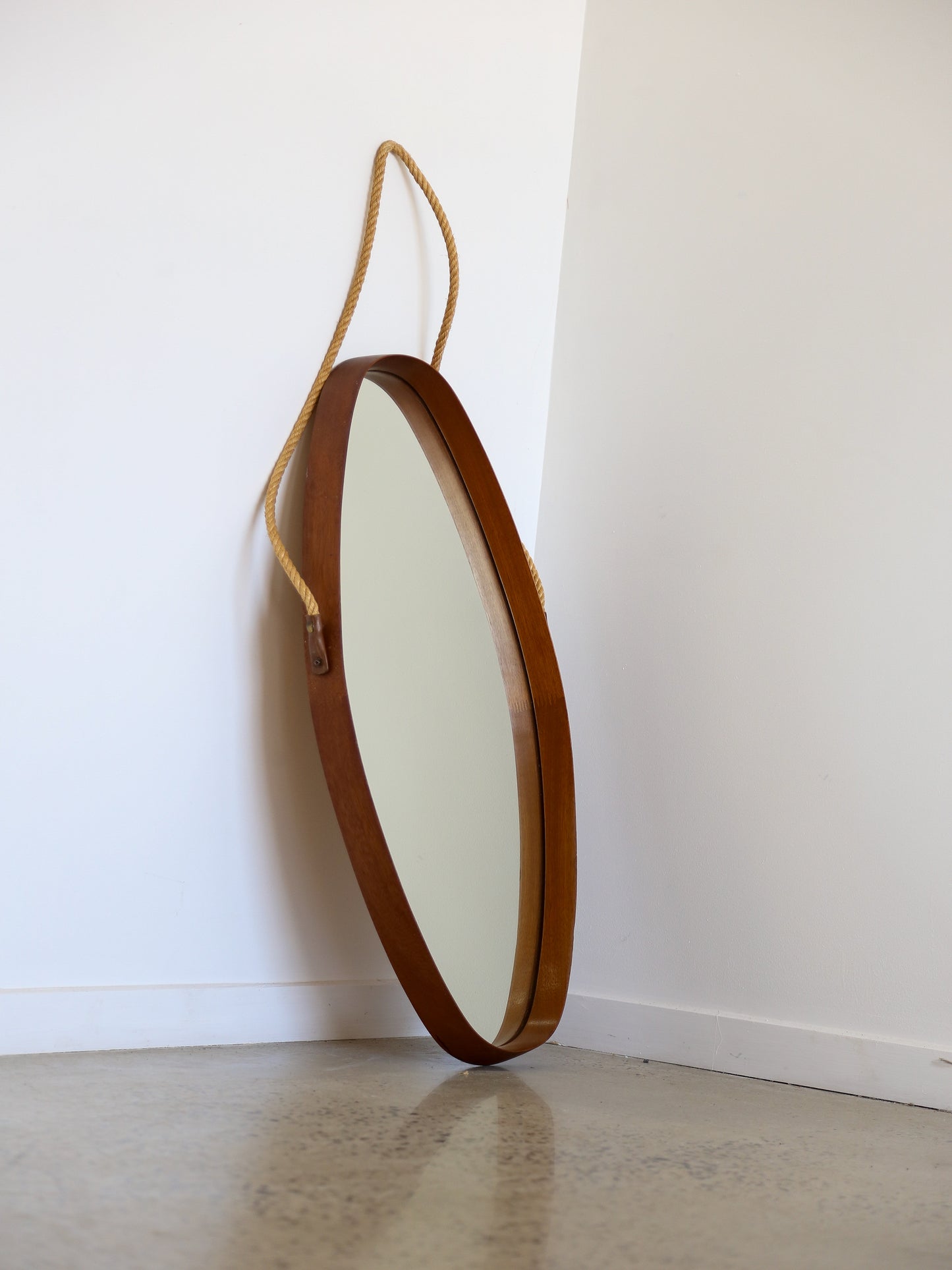 Mid Century Modern Wall Mirror with Teakwood Frame