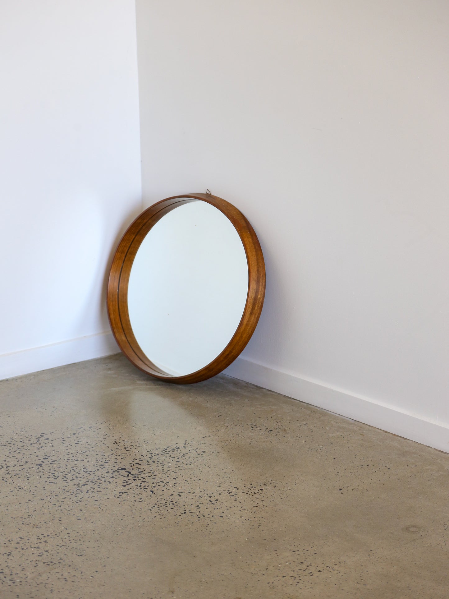 Round Wall Mirror with Teakwood Frame 1960