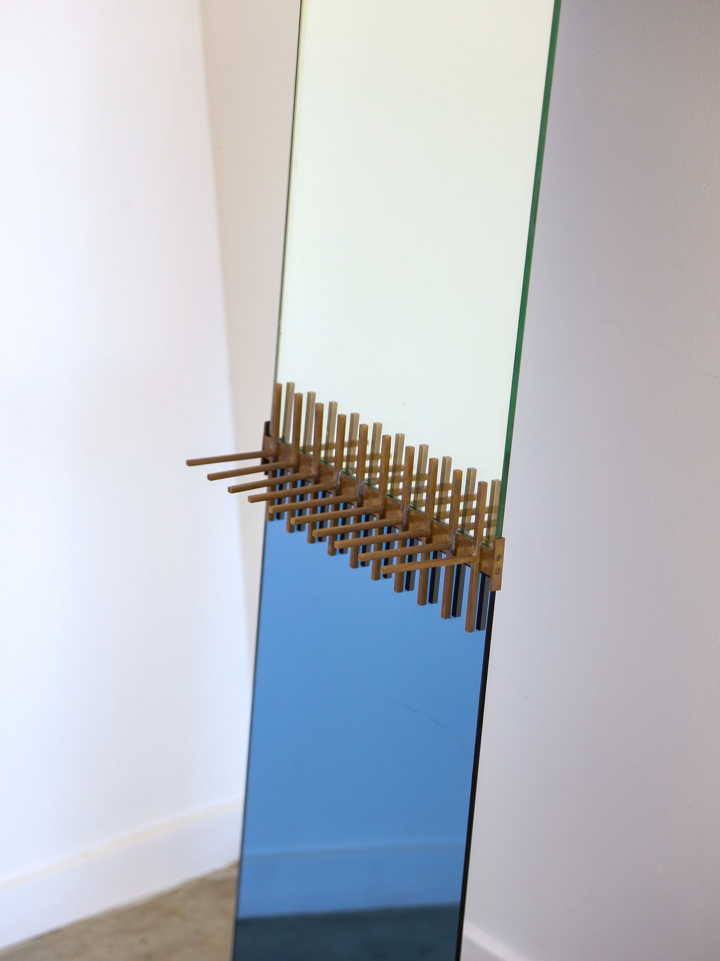 Ettore Sottsass for Santambrogio De Berti Brass & Glass Wall Mirror 1958