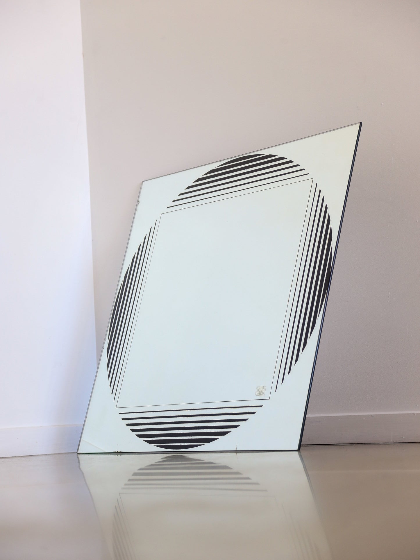 Mid Century Modern Gianni Celada for Fontana Arte Geometrical Theme Wall Mirror