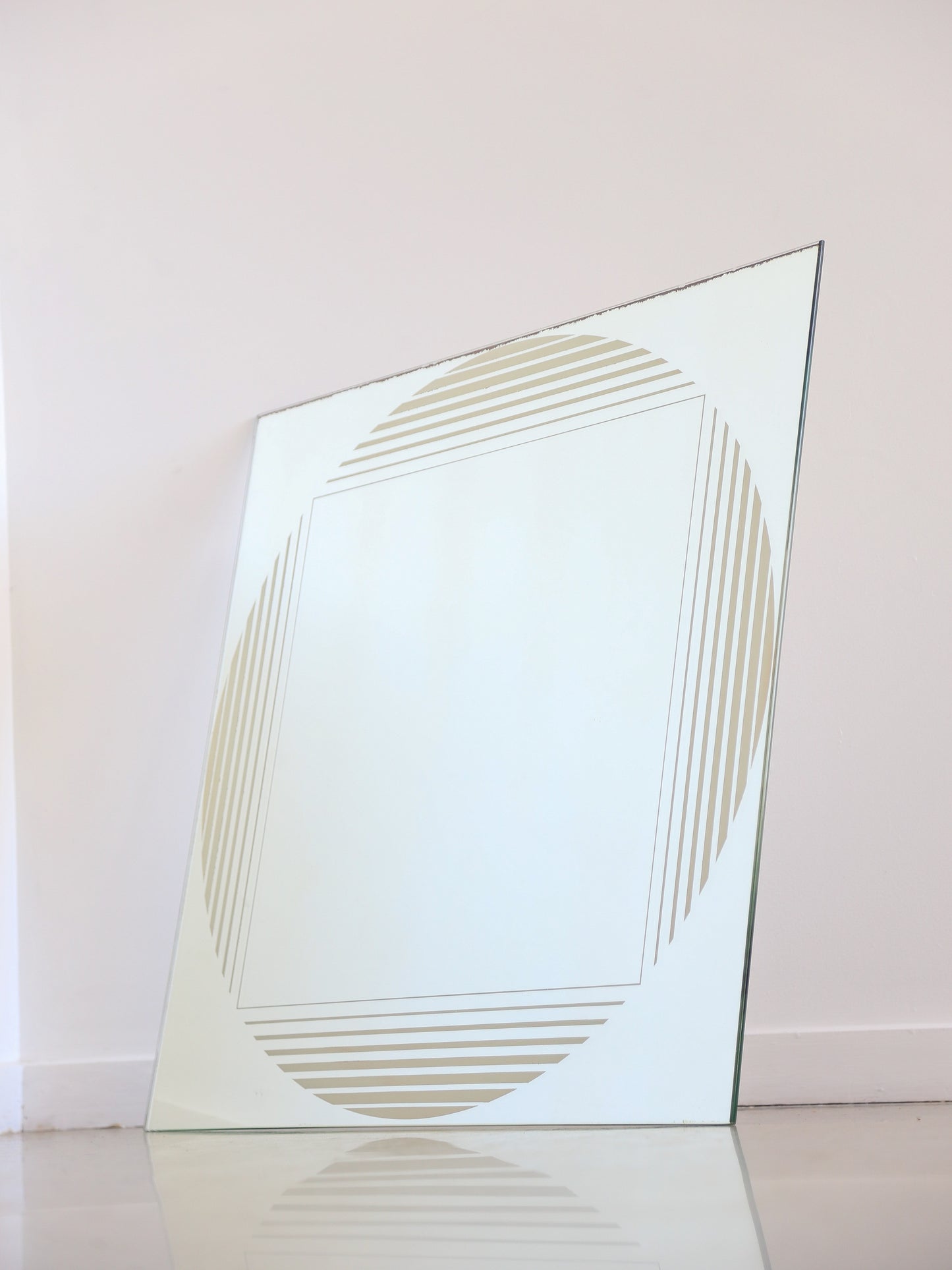 Mid Century Modern Gianni Celada for Fontana Arte Square Geometrical Theme Wall Mirror