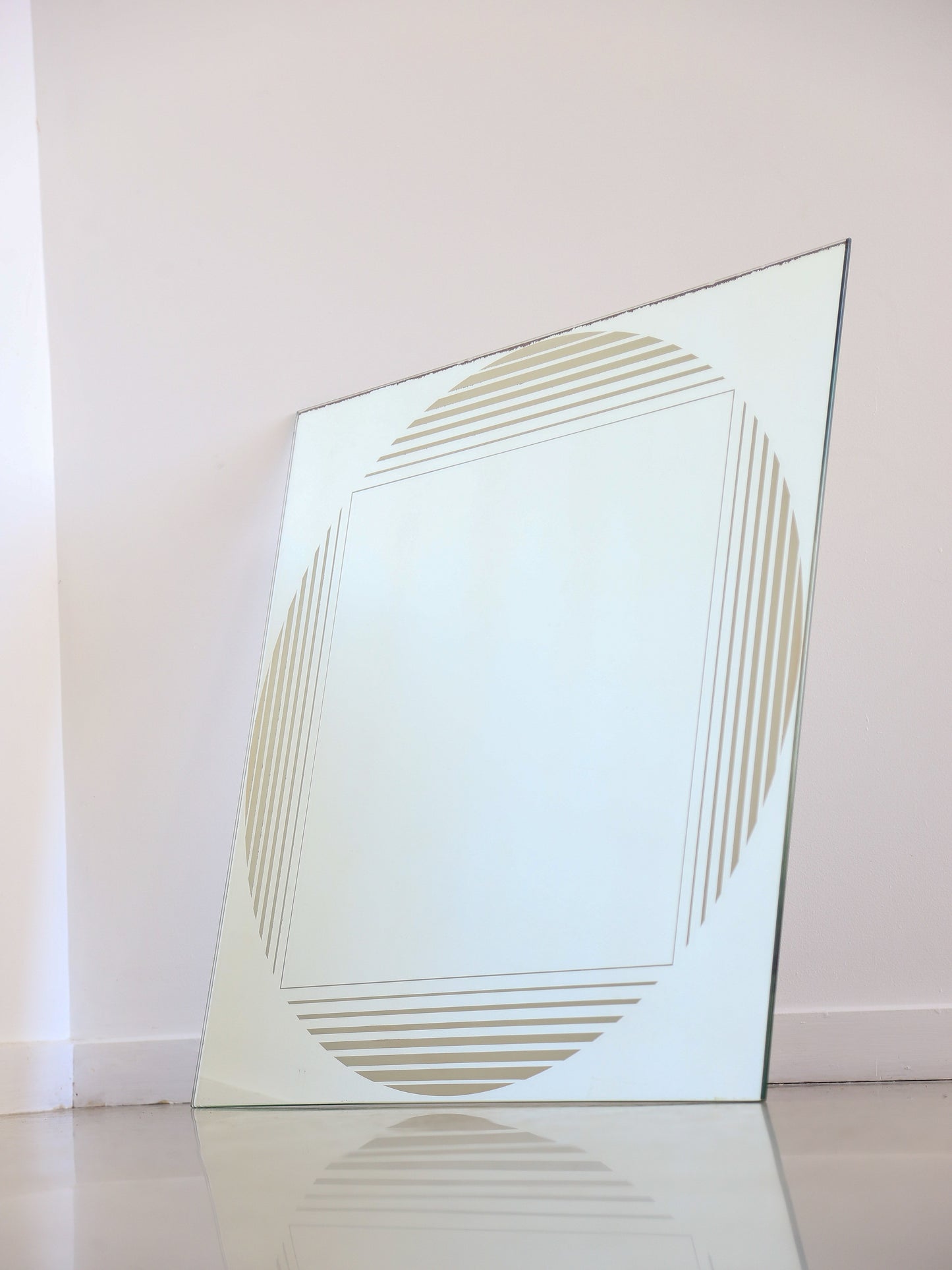 Mid Century Modern Gianni Celada for Fontana Arte Square Geometrical Theme Wall Mirror