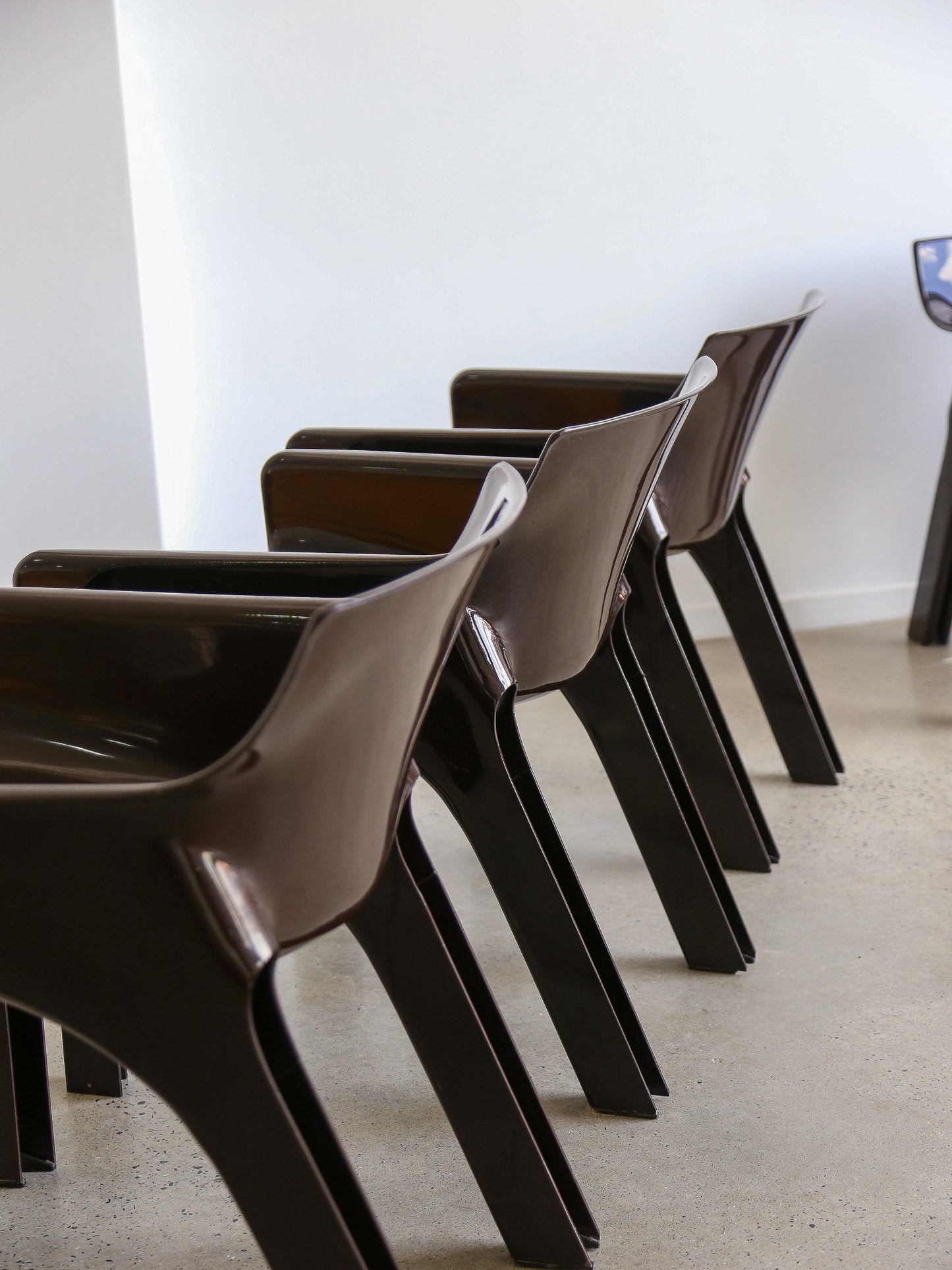 Gaudi Brown Chairs by Vico Magistretti for Artemide Set of Five 1970s