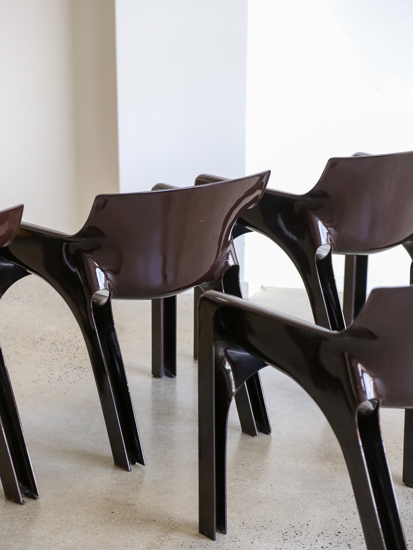 Gaudi Brown Chairs by Vico Magistretti for Artemide Set of Five 1970s