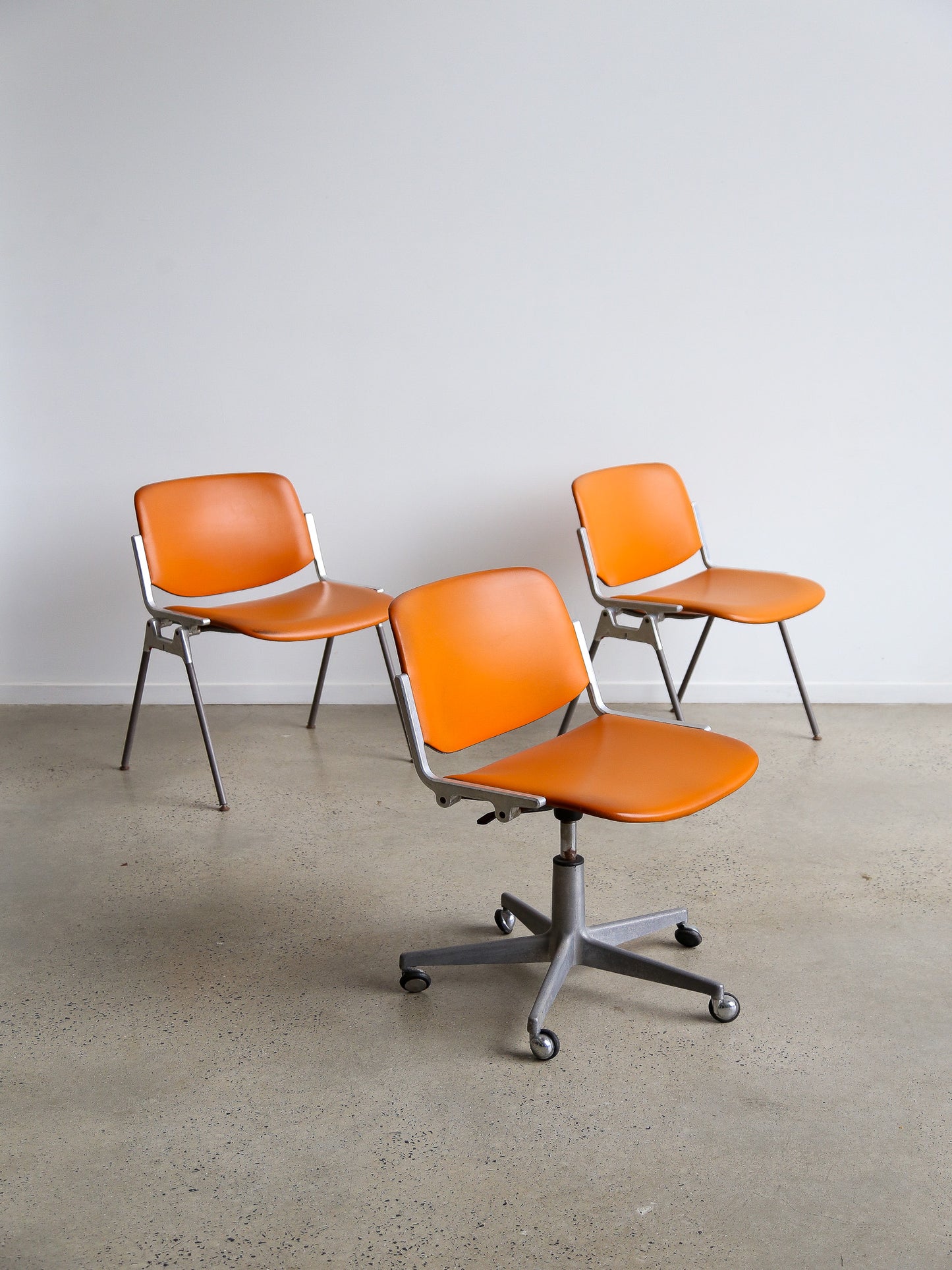 Set of Three DSC 106 Office chairs by Giancarlo Piretti for Castelli