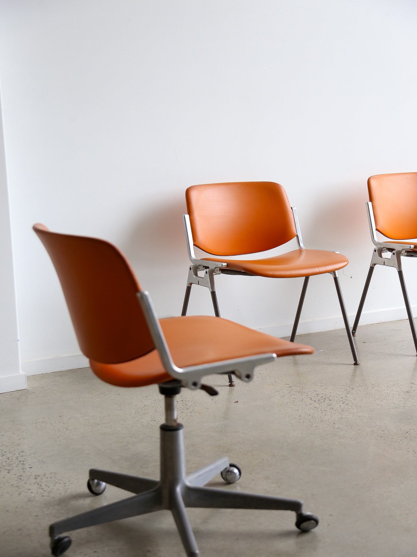 Set of Three DSC 106 Office chairs by Giancarlo Piretti for Castelli