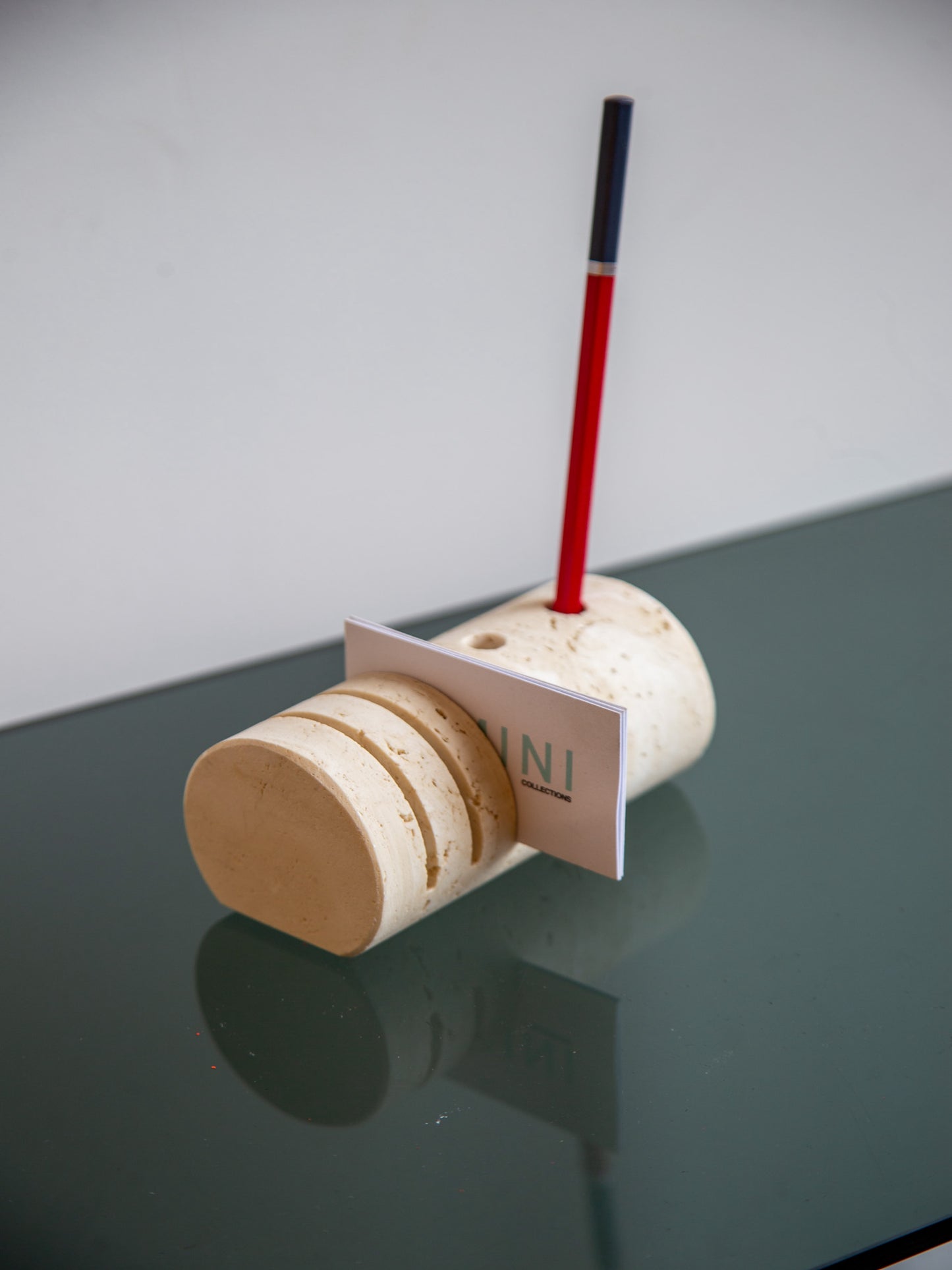 Italian Travertine Pen and Card Holder