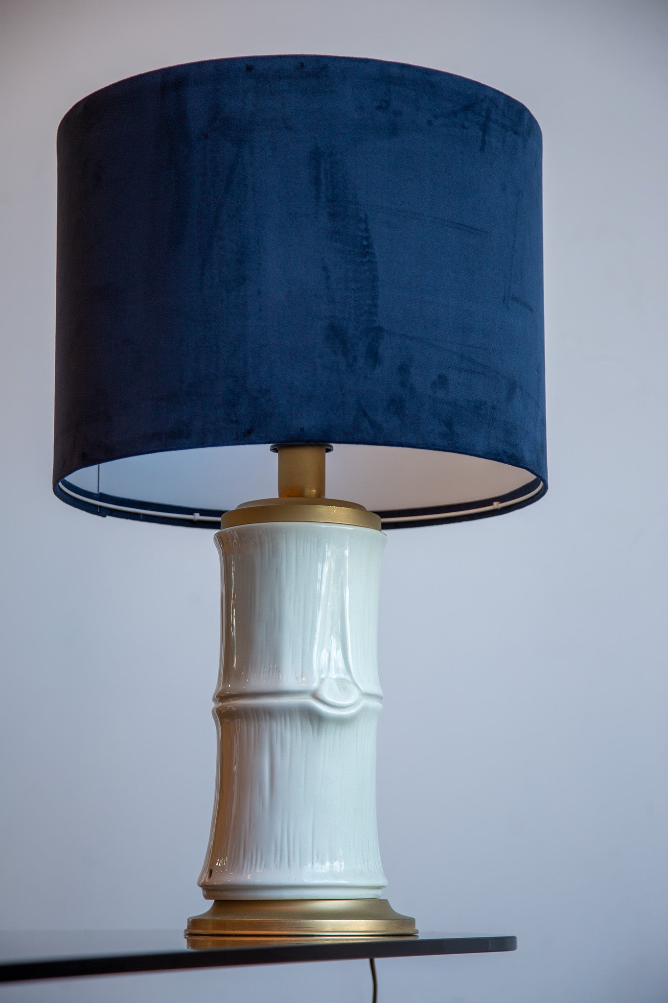 Large Italian Bamboo-Form Ceramic Table Lamp