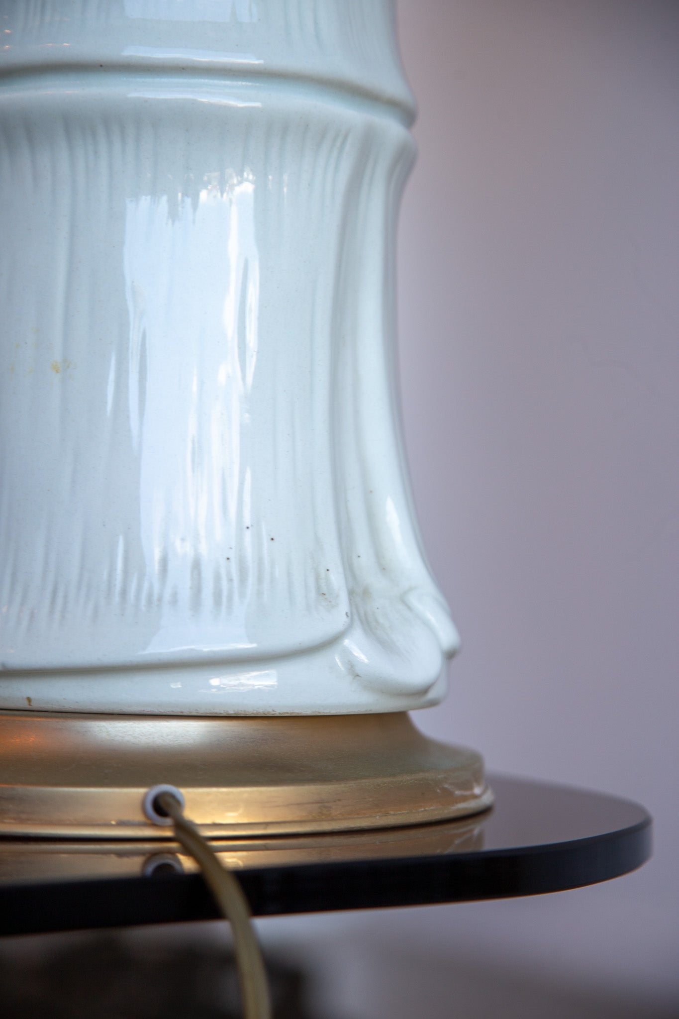 Large Italian Bamboo-Form Ceramic Table Lamp