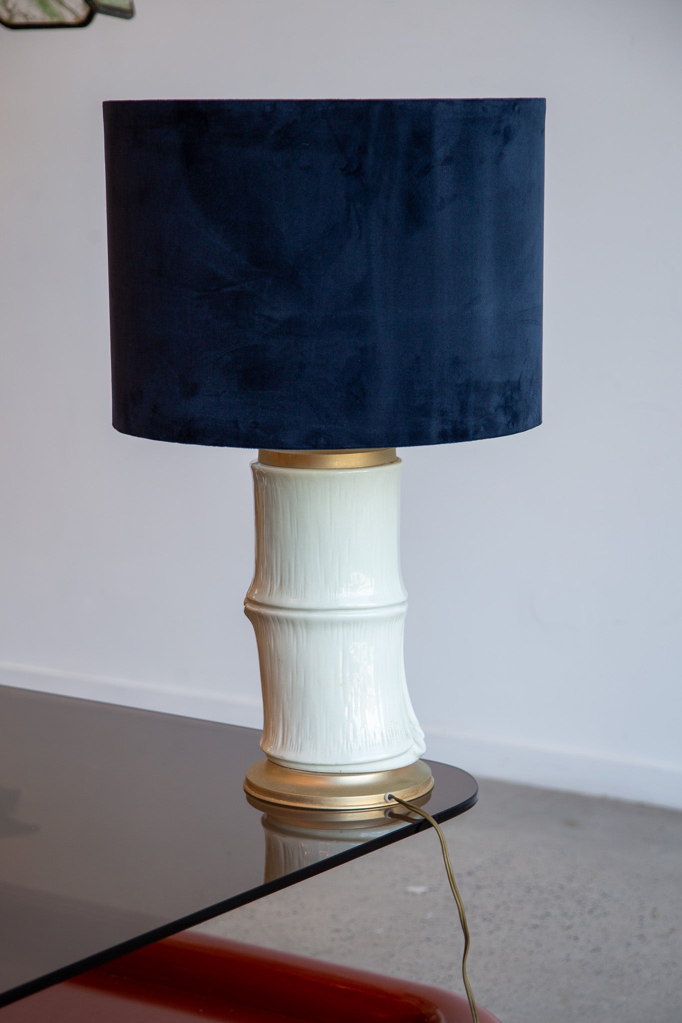 Large Italian Bamboo-Form Ceramic Table Lamp