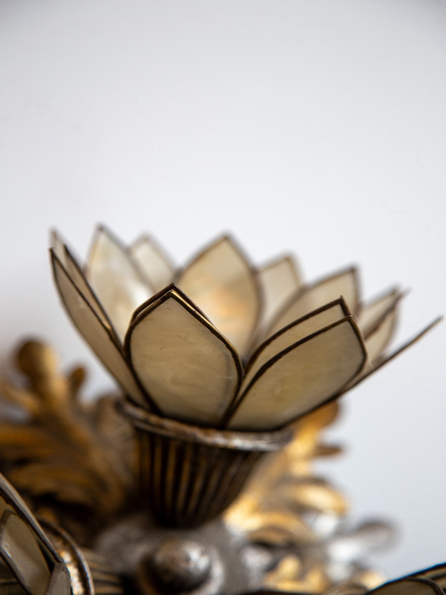 Set of Three Italian Floral Sconces in Gilt Iron by Banci Firenze