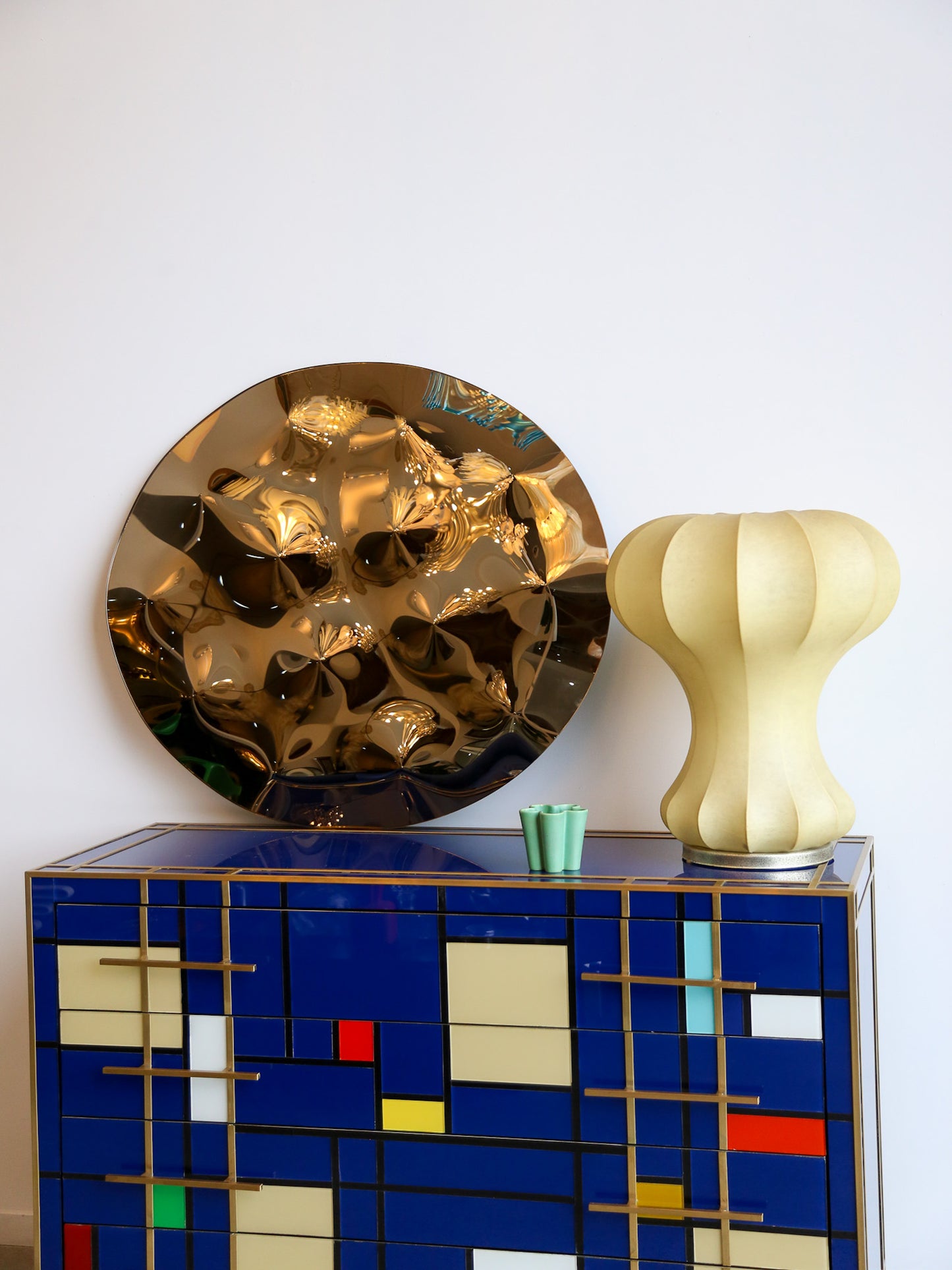 Contemporary Phantasia Single Plate Mirror Curved Bronze Glass by Esa Design