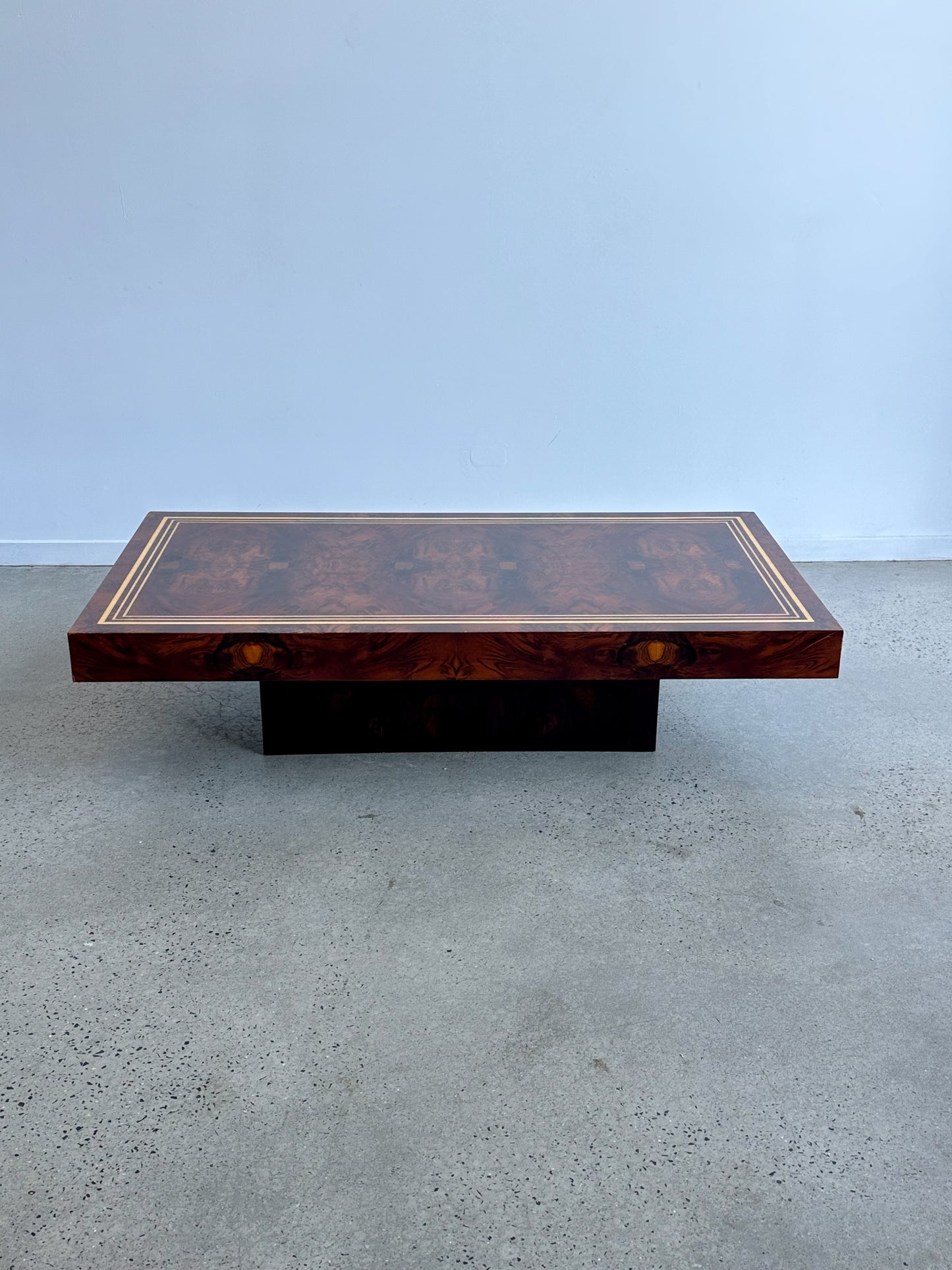 Mid Century Modern Aldo Tura Burlwood Flooting Platform Coffee Table, 1950