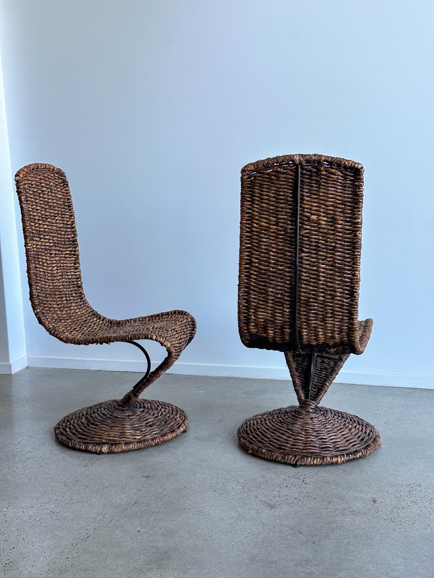 " S Chairs"  by Marzio Cecchi for Studio Most Italy in Wicker Rope 1970s