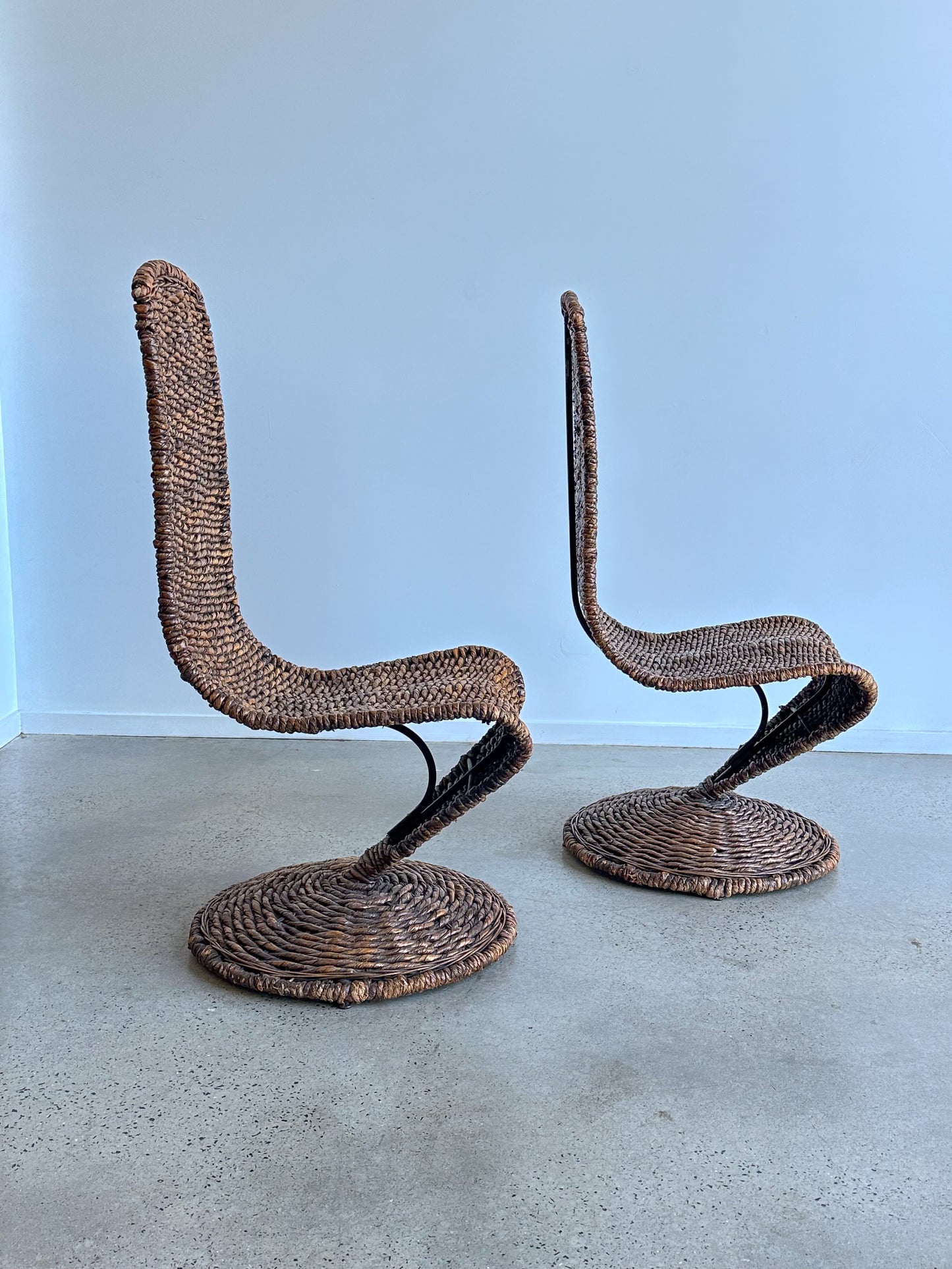 " S Chairs"  by Marzio Cecchi for Studio Most Italy in Wicker Rope 1970s