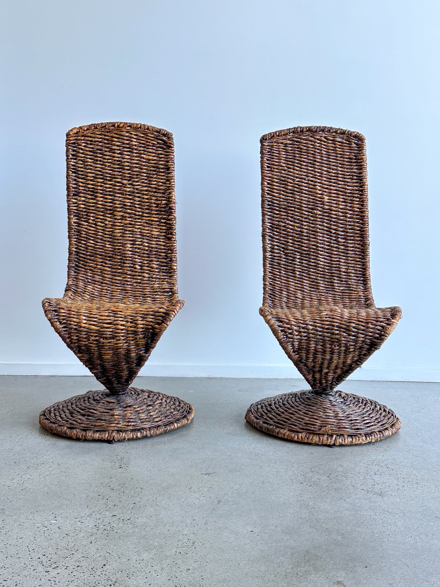 " S Chairs"  by Marzio Cecchi for Studio Most Italy in Wicker Rope 1970s