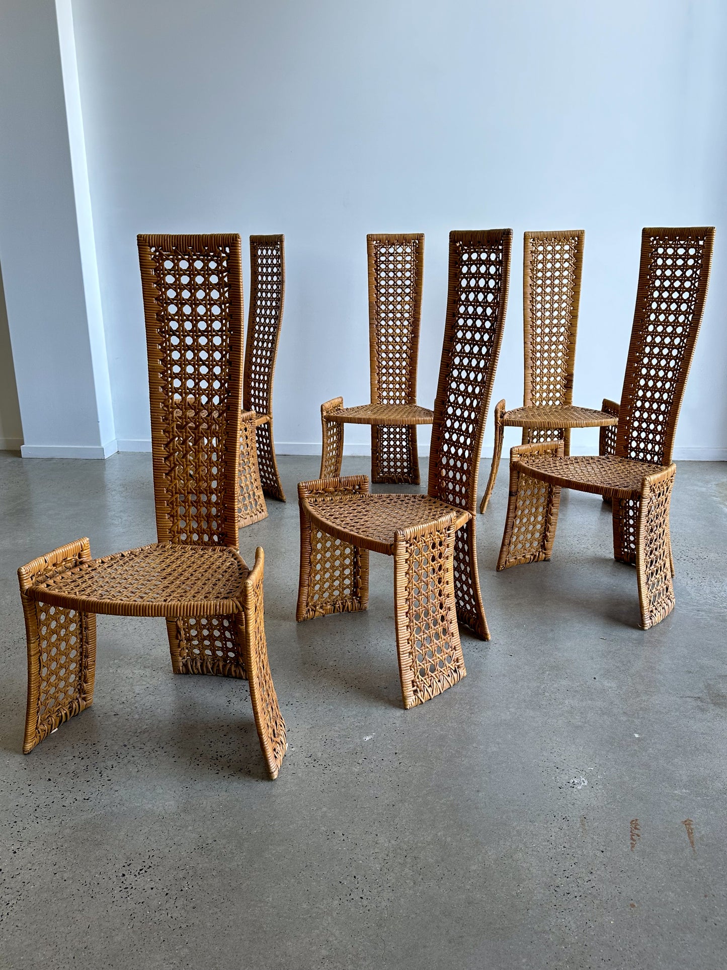 Danny Ho Fong for Tropi-cal Set of Six Rattan Chairs 1975