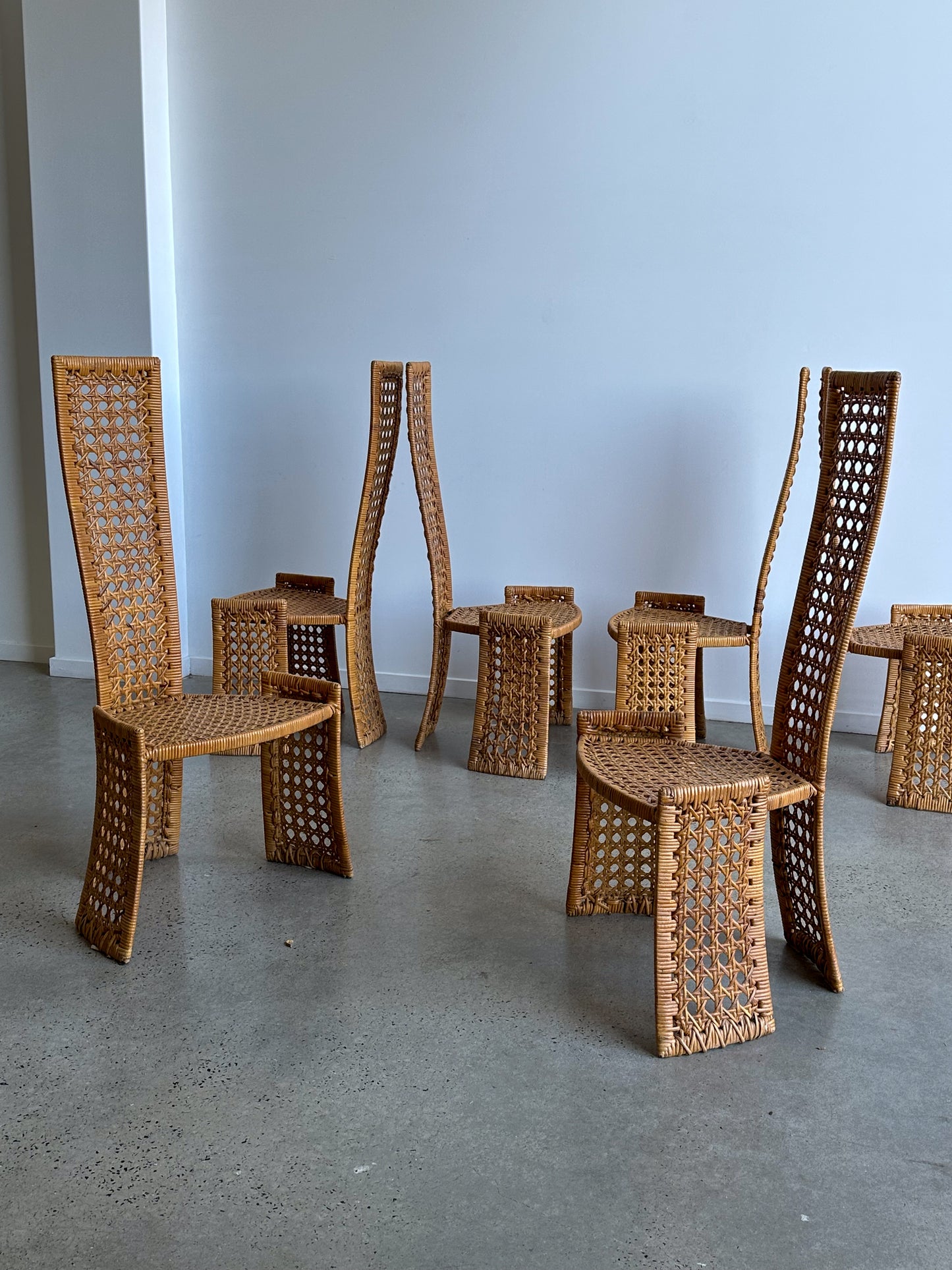 Danny Ho Fong for Tropi-cal Set of Six Rattan Chairs 1975