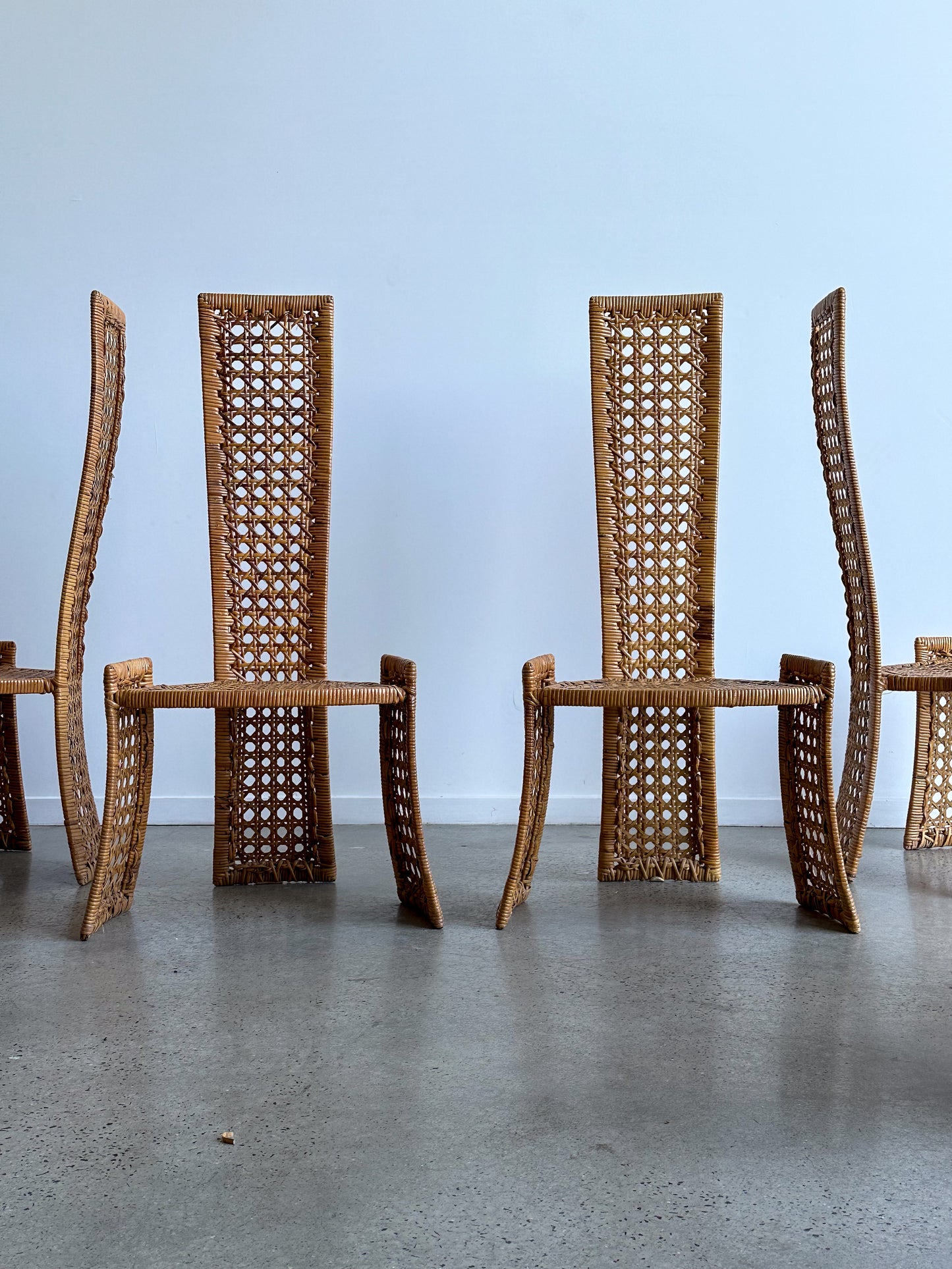 Danny Ho Fong for Tropi-cal Set of Six Rattan Chairs 1975