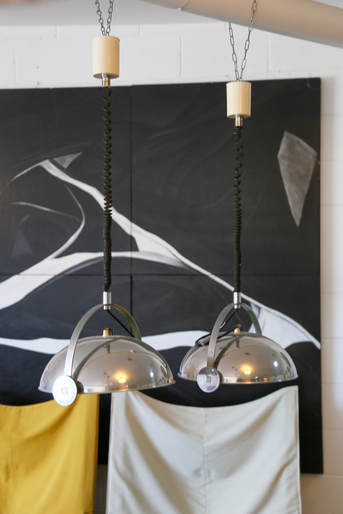 Midcentury chrome pendants lights by Goffredo Reggiani for Reggiani Srl, 1960s - Lumini Collections
