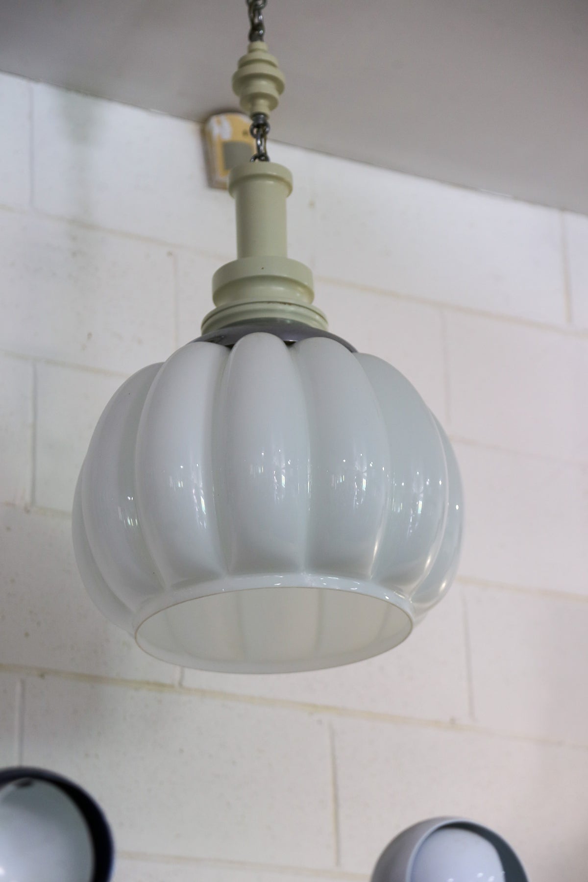 Italian Murano White Glass Pendant Light with Wood and Chrome - Lumini Collections