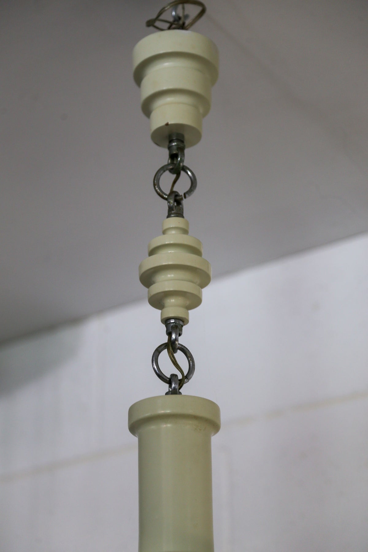 Italian Murano White Glass Pendant Light with Wood and Chrome - Lumini Collections