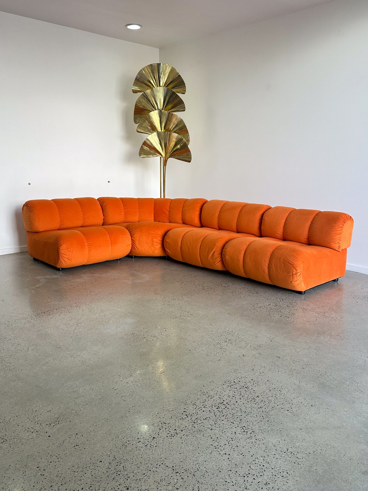 Giuseppe Munari for Poltronova Set of Four Modular Orange Sofa 1970s