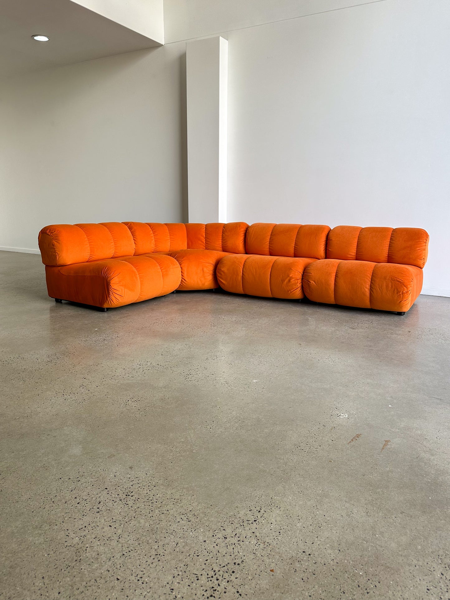 Giuseppe Munari for Poltronova Set of Four Modular Orange Sofa 1970s