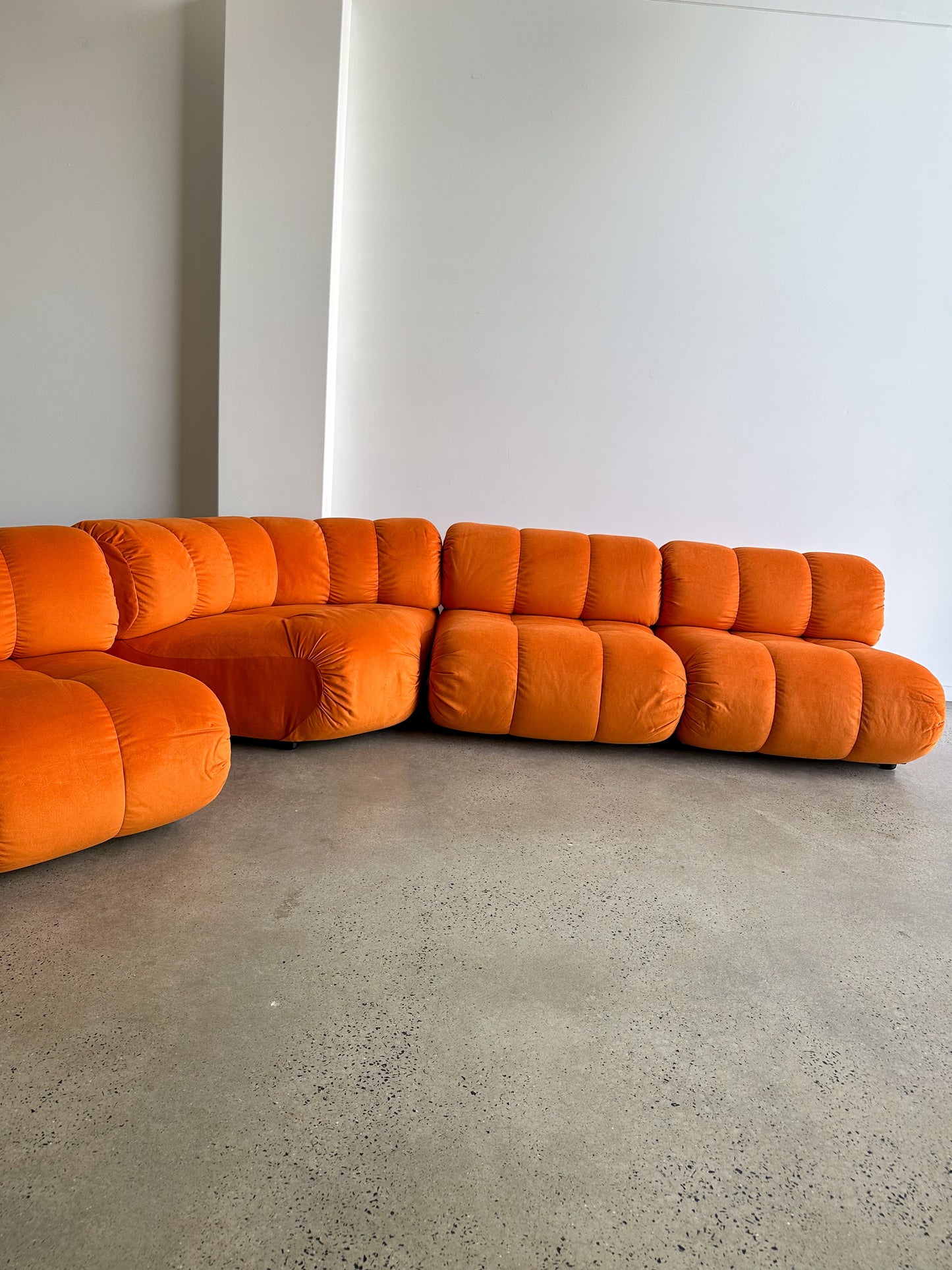 Giuseppe Munari for Poltronova Set of Four Modular Orange Sofa 1970s