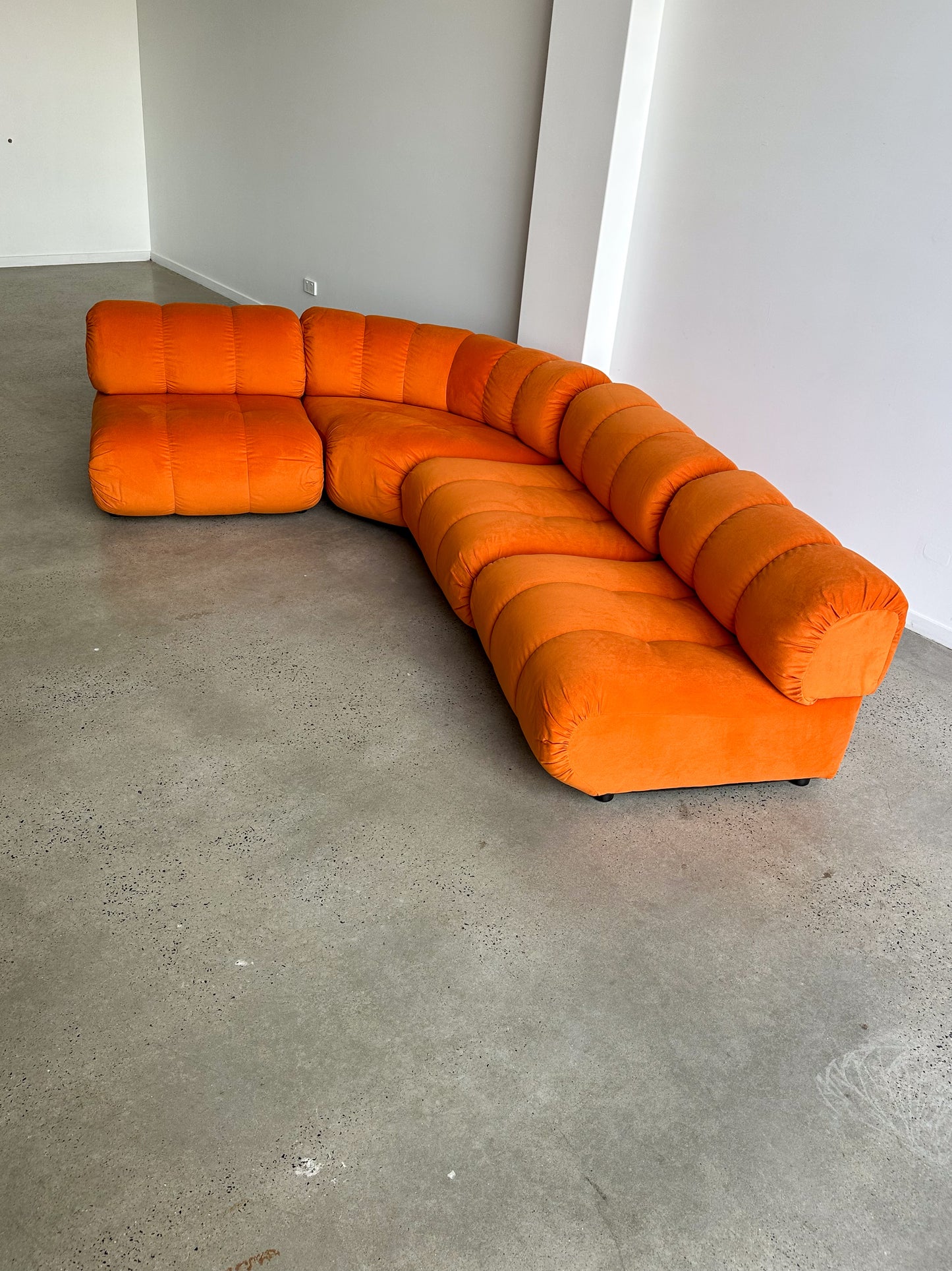 Giuseppe Munari for Poltronova Set of Four Modular Orange Sofa 1970s