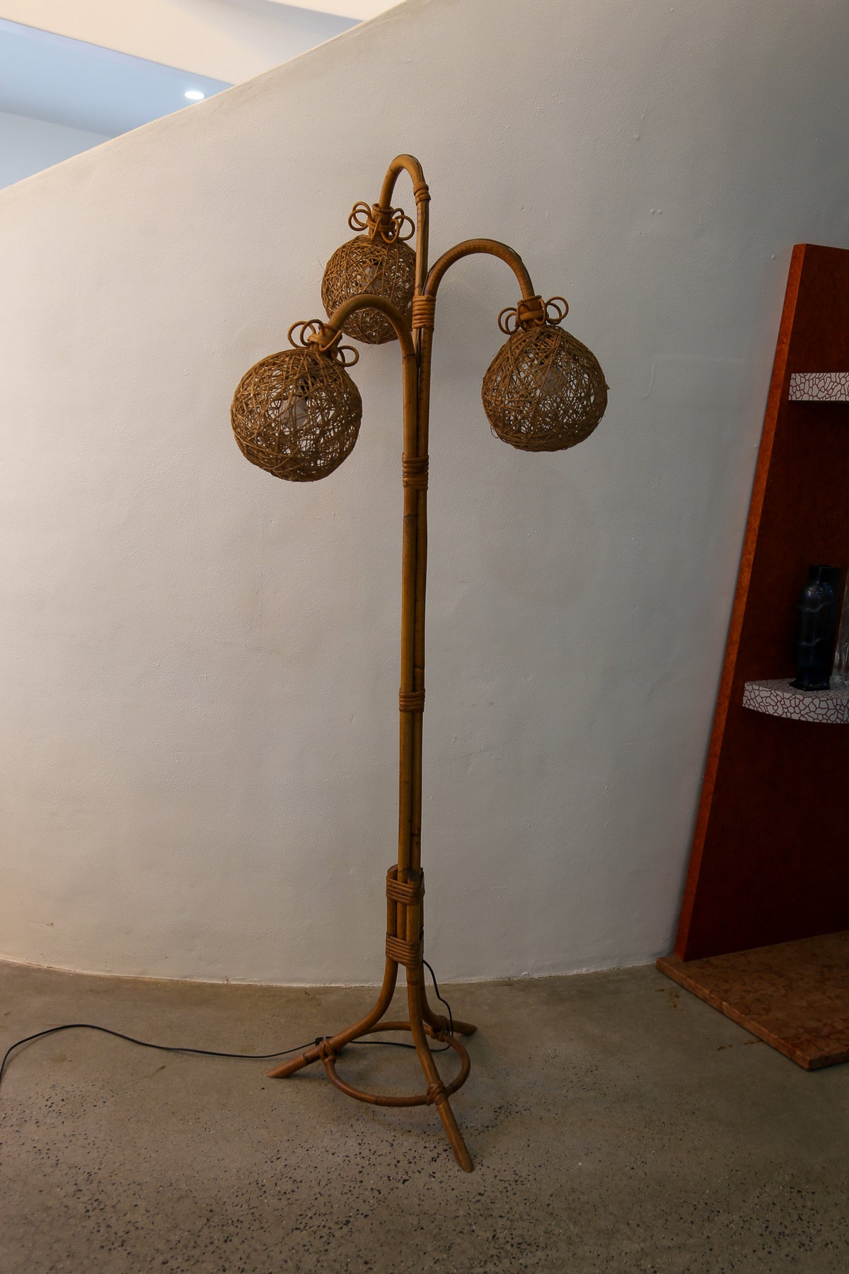 Italian Rattan and Bamboo Floor Lamp, 1960s - Lumini Collections