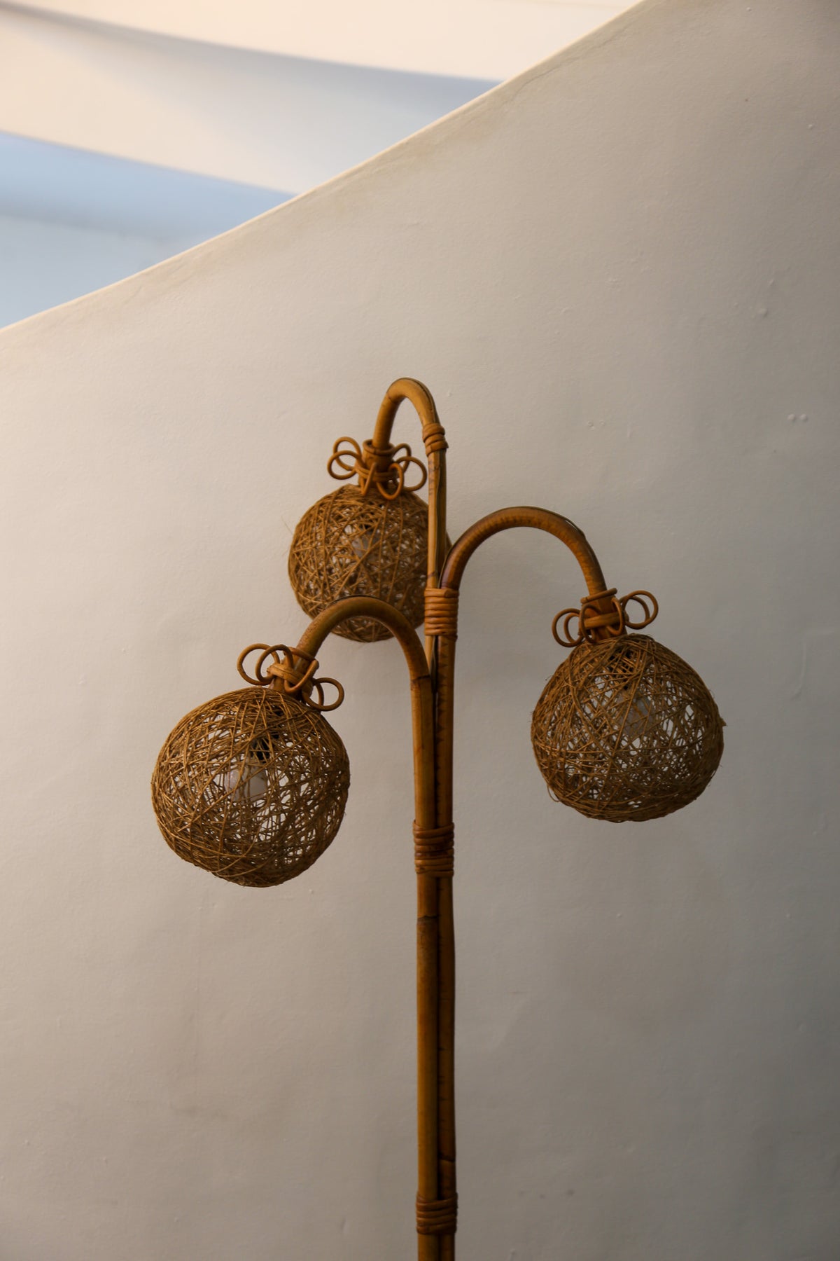 Italian Rattan and Bamboo Floor Lamp, 1960s - Lumini Collections