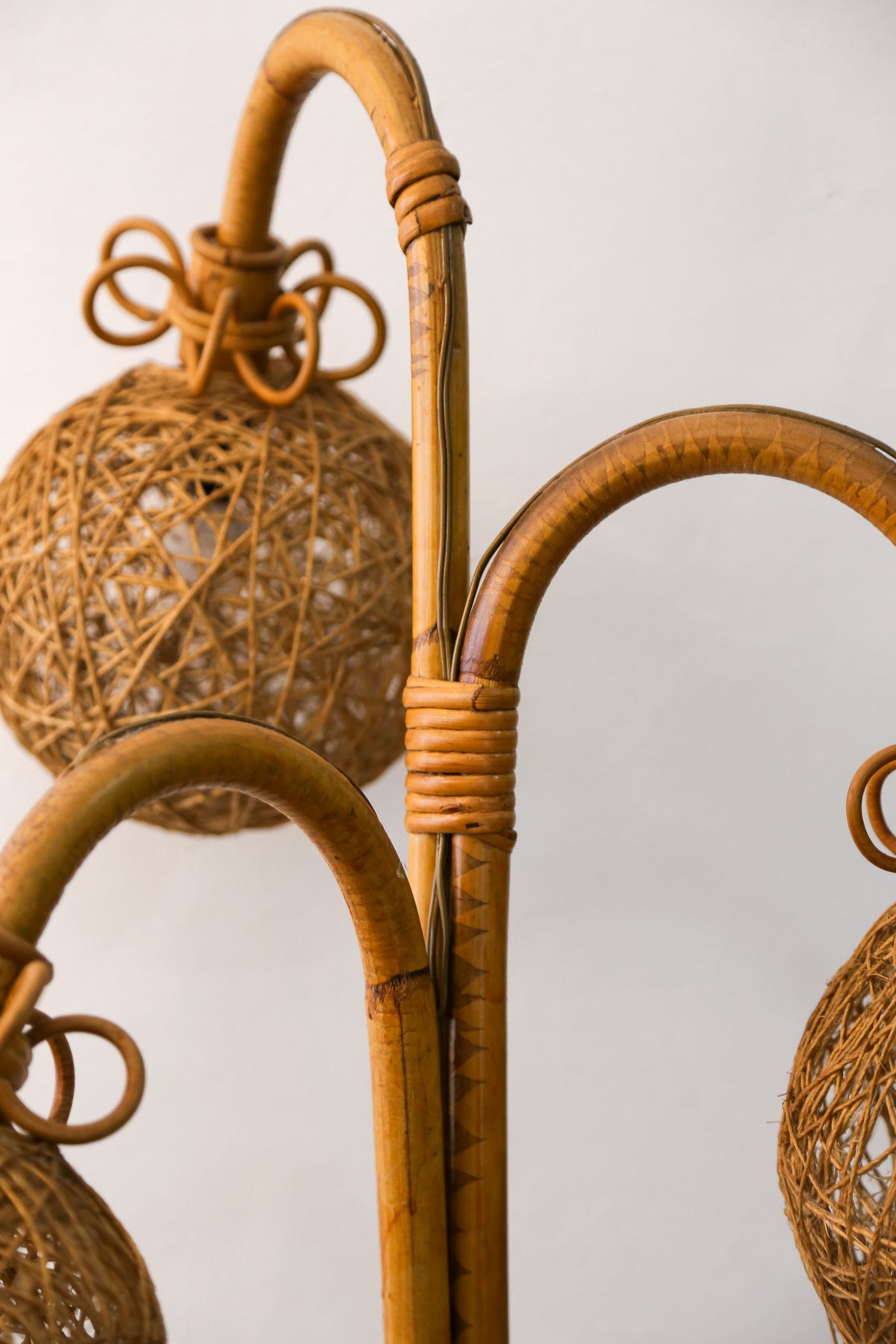 Italian Rattan and Bamboo Floor Lamp, 1960s - Lumini Collections