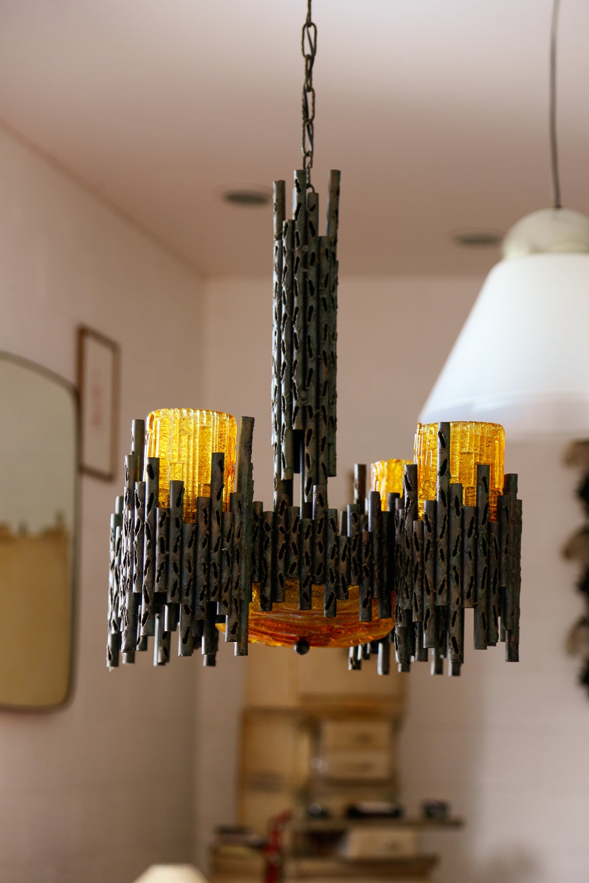 Marcello Fantoni Brutalist Chandelier, 1960s