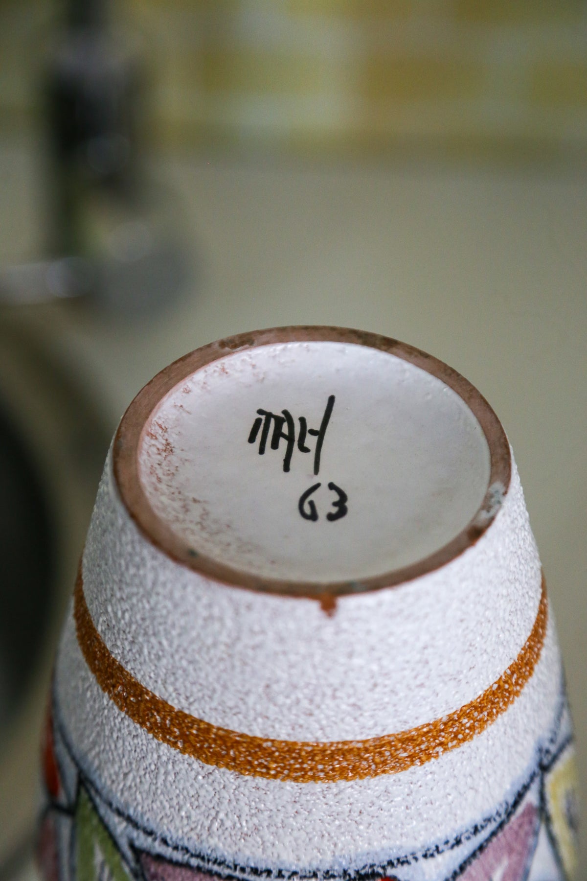 Italian Colourful Textured Ceramic Vase, 1950s - Lumini Collections