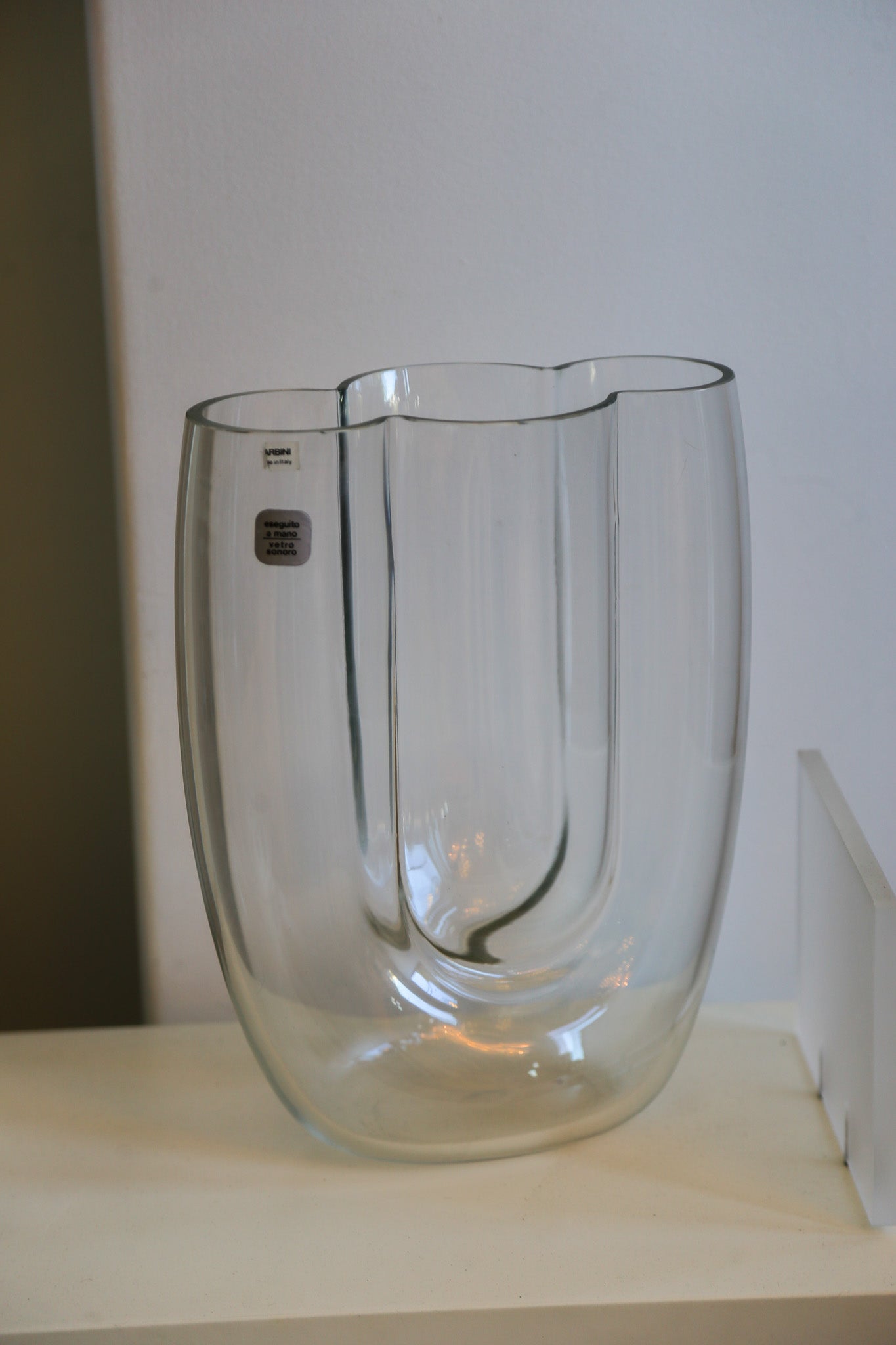 Midcentury Murano Glass Vase by Barbini with Sculptural Organic Form