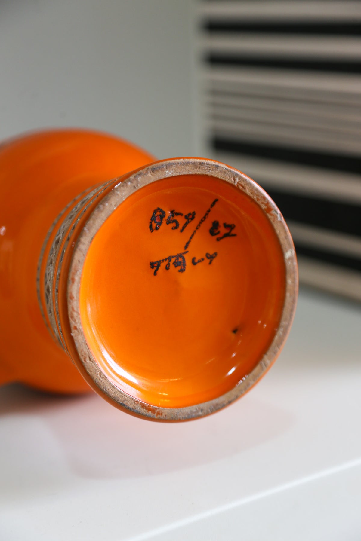Italian Bitossi Orange Ceramic Pitcher Vase, 1960s