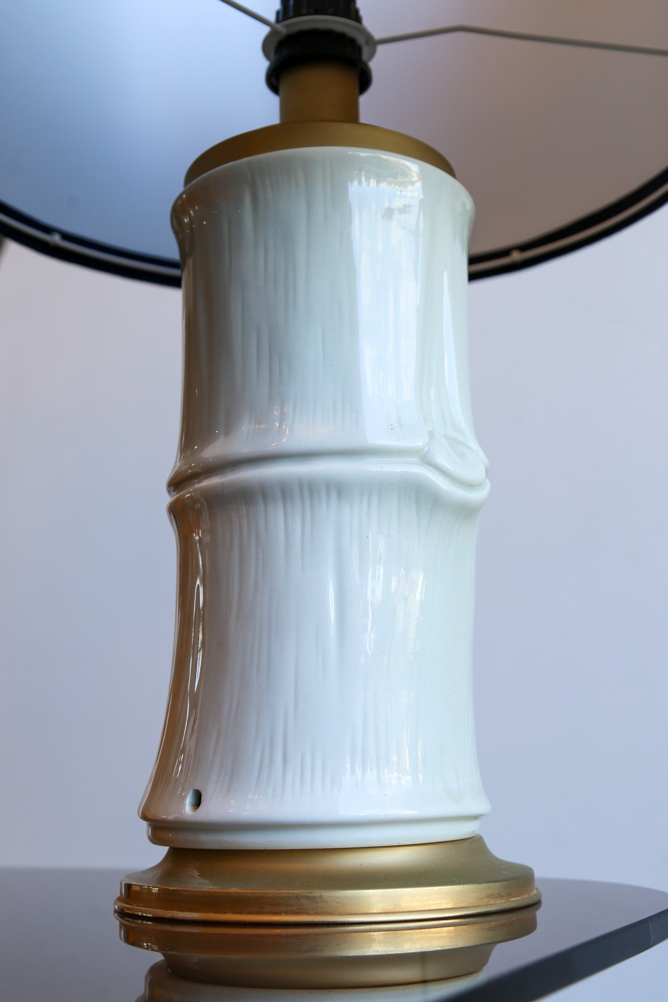 Italian Ceramic Bamboo Table Lamp with Brass Base, 1970s - Lumini Collections