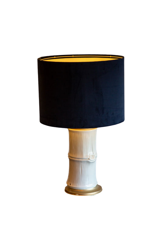 Italian Ceramic Bamboo Table Lamp with Brass Base, 1970s - Lumini Collections