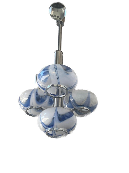 Italian Glass and Chrome Pendant Light by Gaetano Sciolari - Lumini Collections