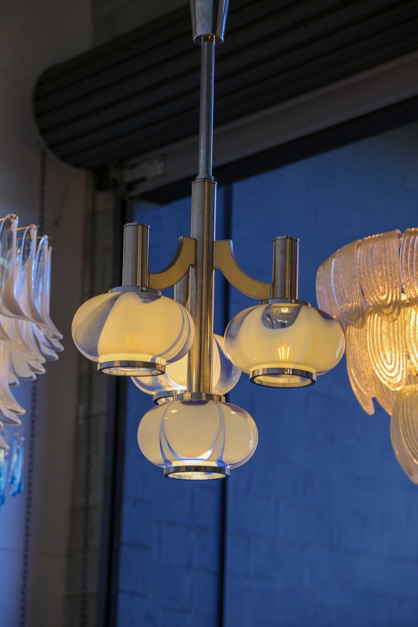 Italian Glass and Chrome Pendant Light by Gaetano Sciolari - Lumini Collections