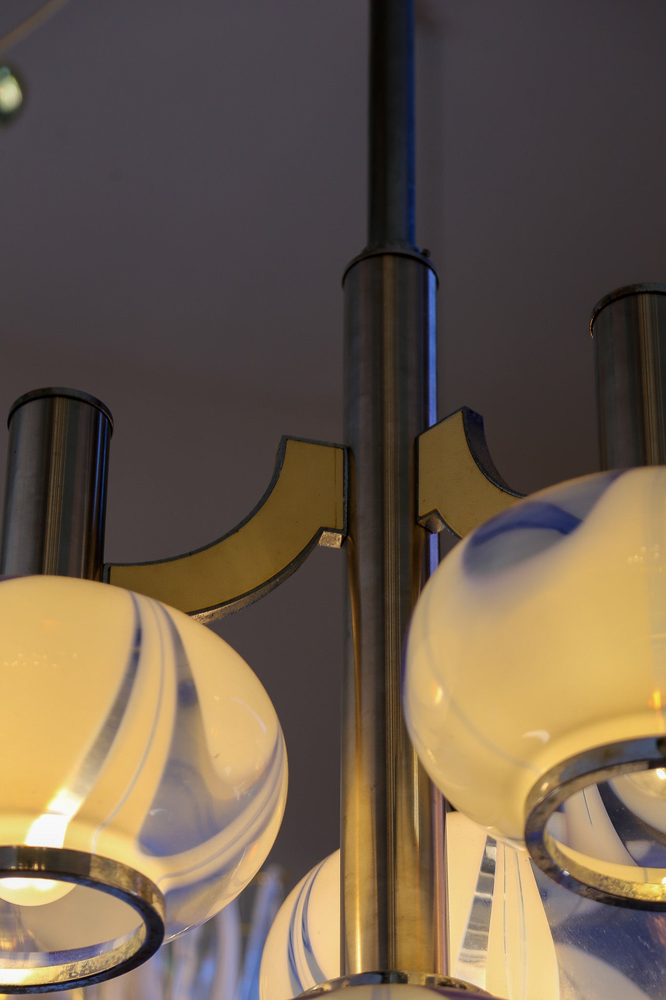 Italian Glass and Chrome Pendant Light by Gaetano Sciolari - Lumini Collections