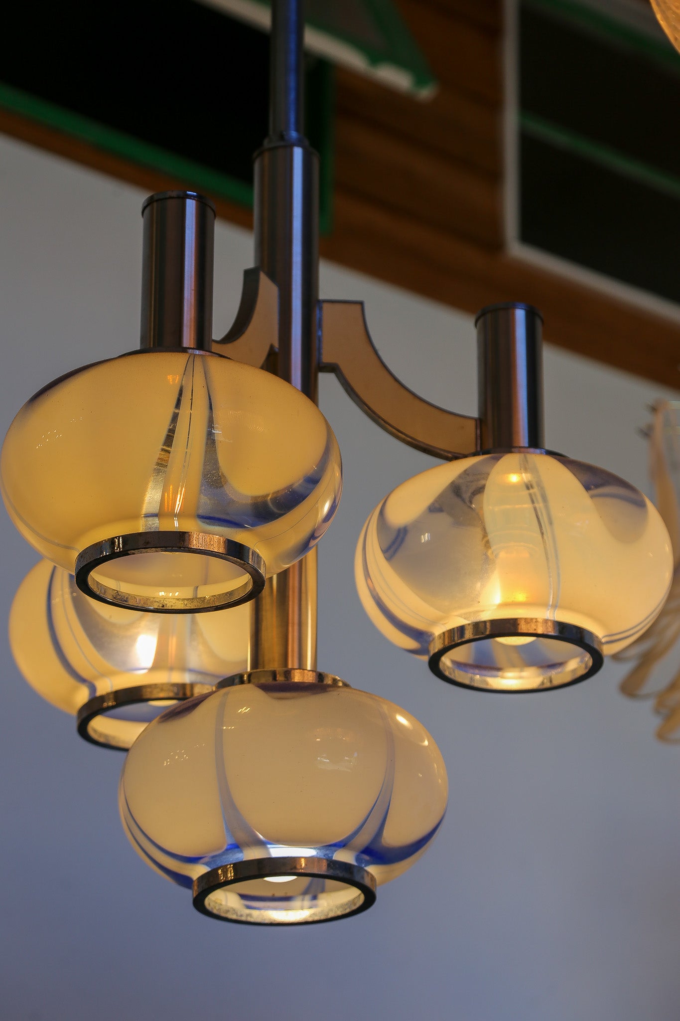 Italian Glass and Chrome Pendant Light by Gaetano Sciolari - Lumini Collections