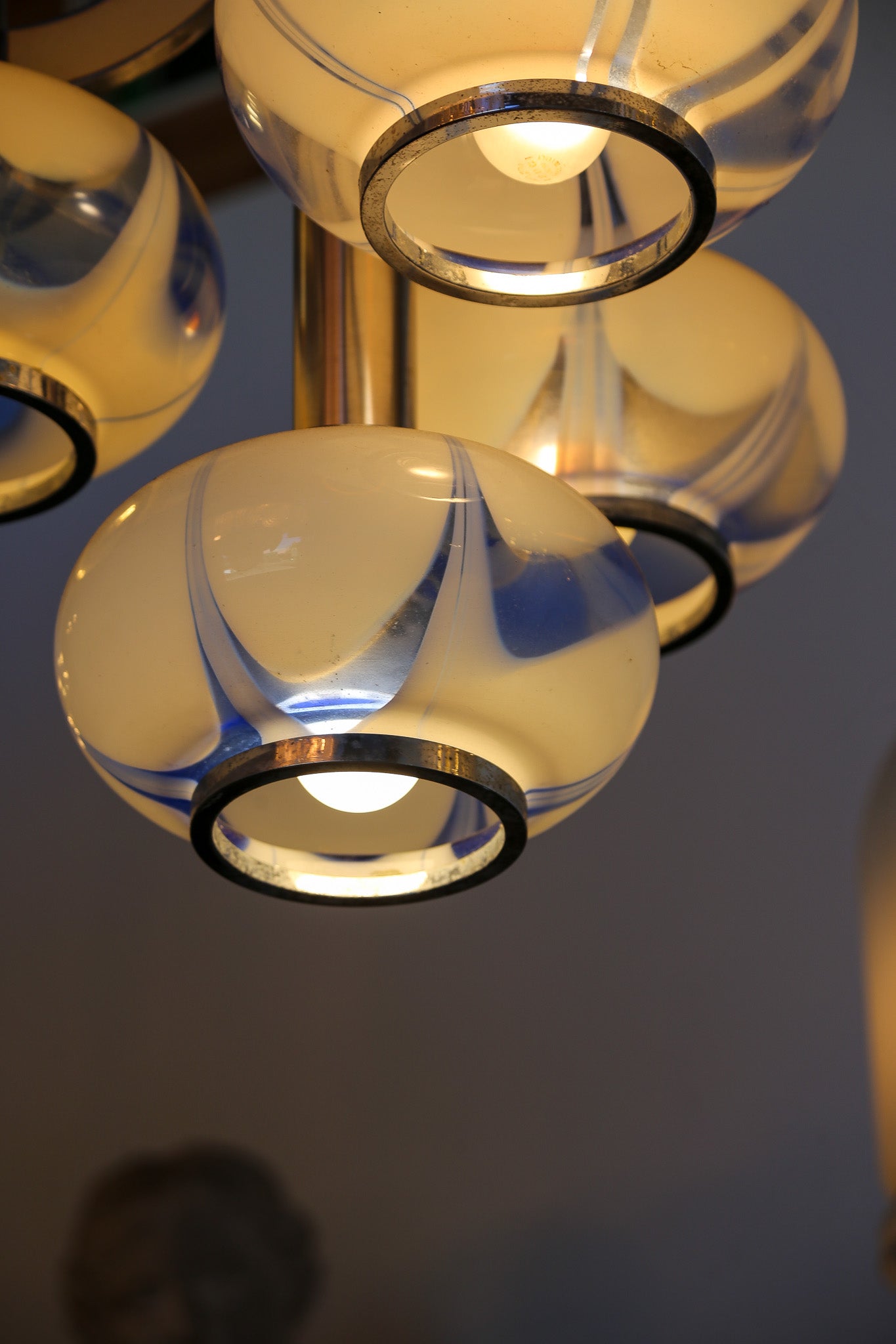 Italian Glass and Chrome Pendant Light by Gaetano Sciolari - Lumini Collections