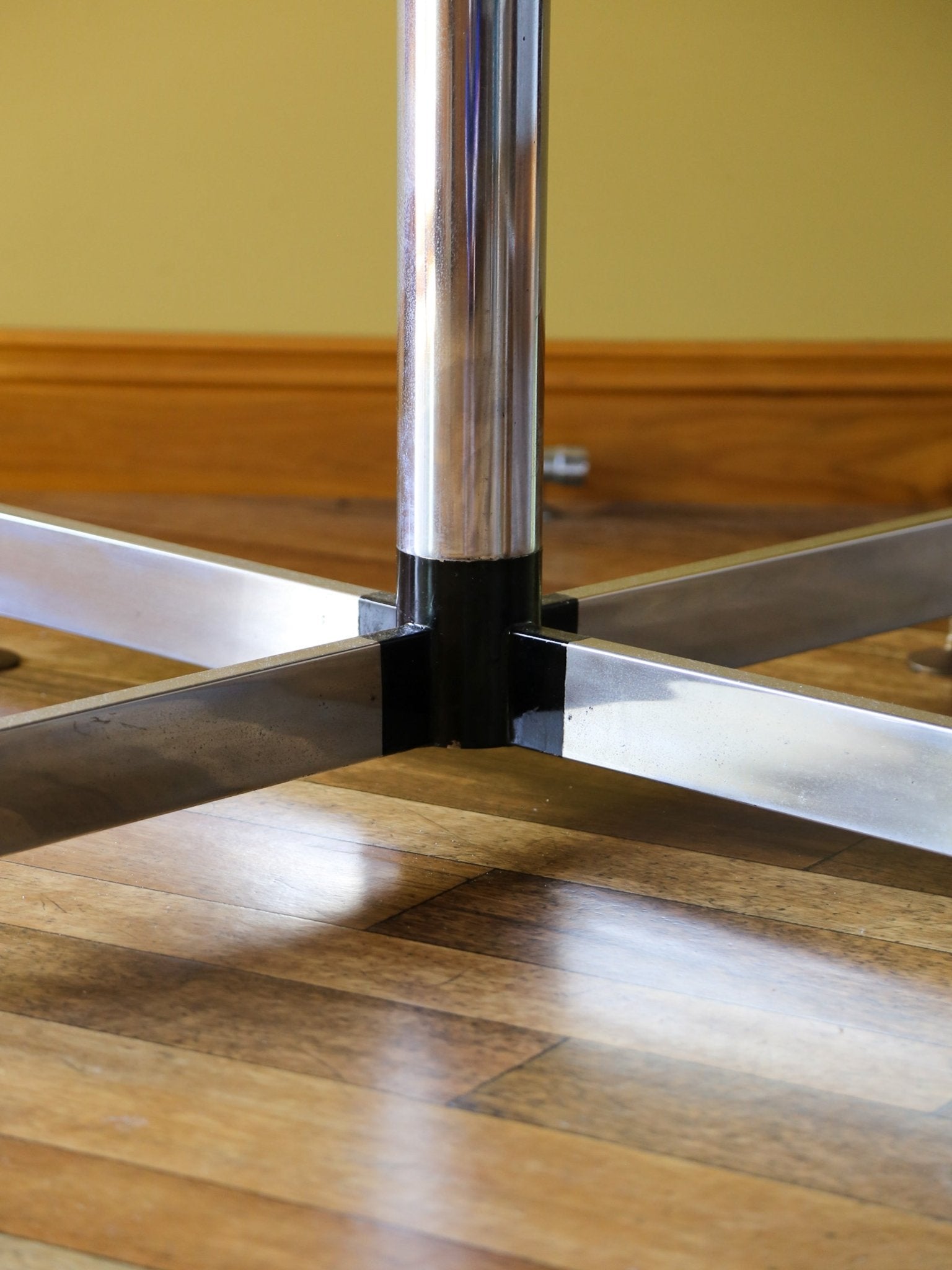 Italian Green Marble Dining Table with Chrome Base - Lumini Collections