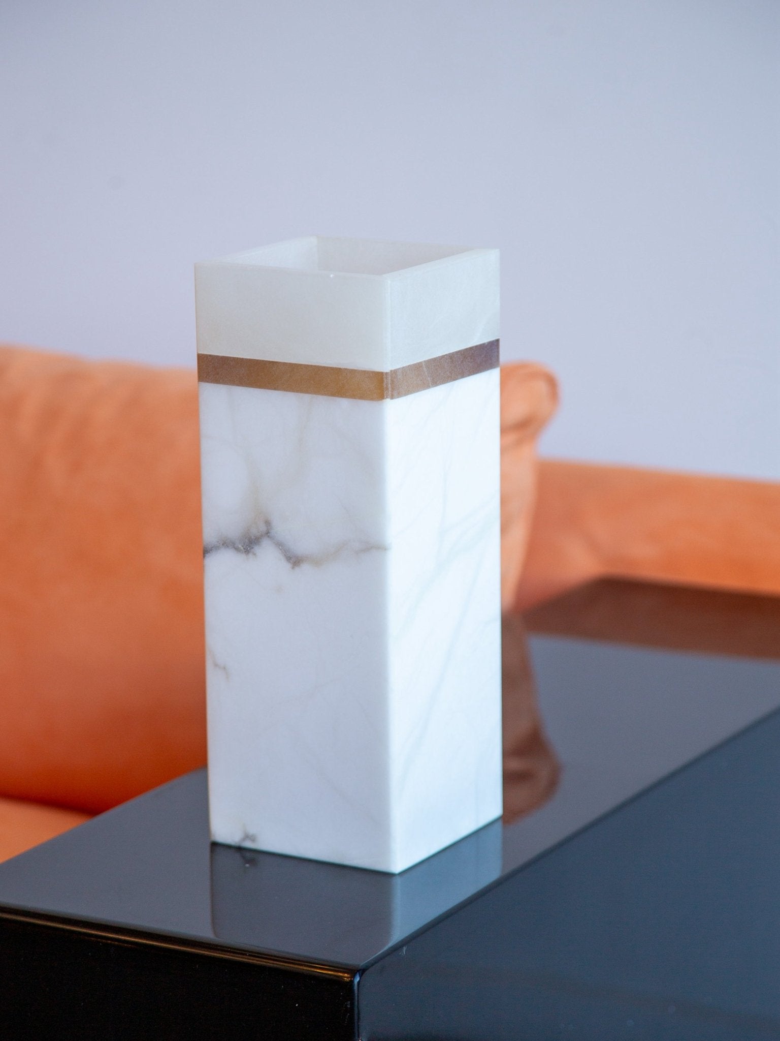 Italian Marble and Alabaster Square Vase, 1970s - Lumini Collections